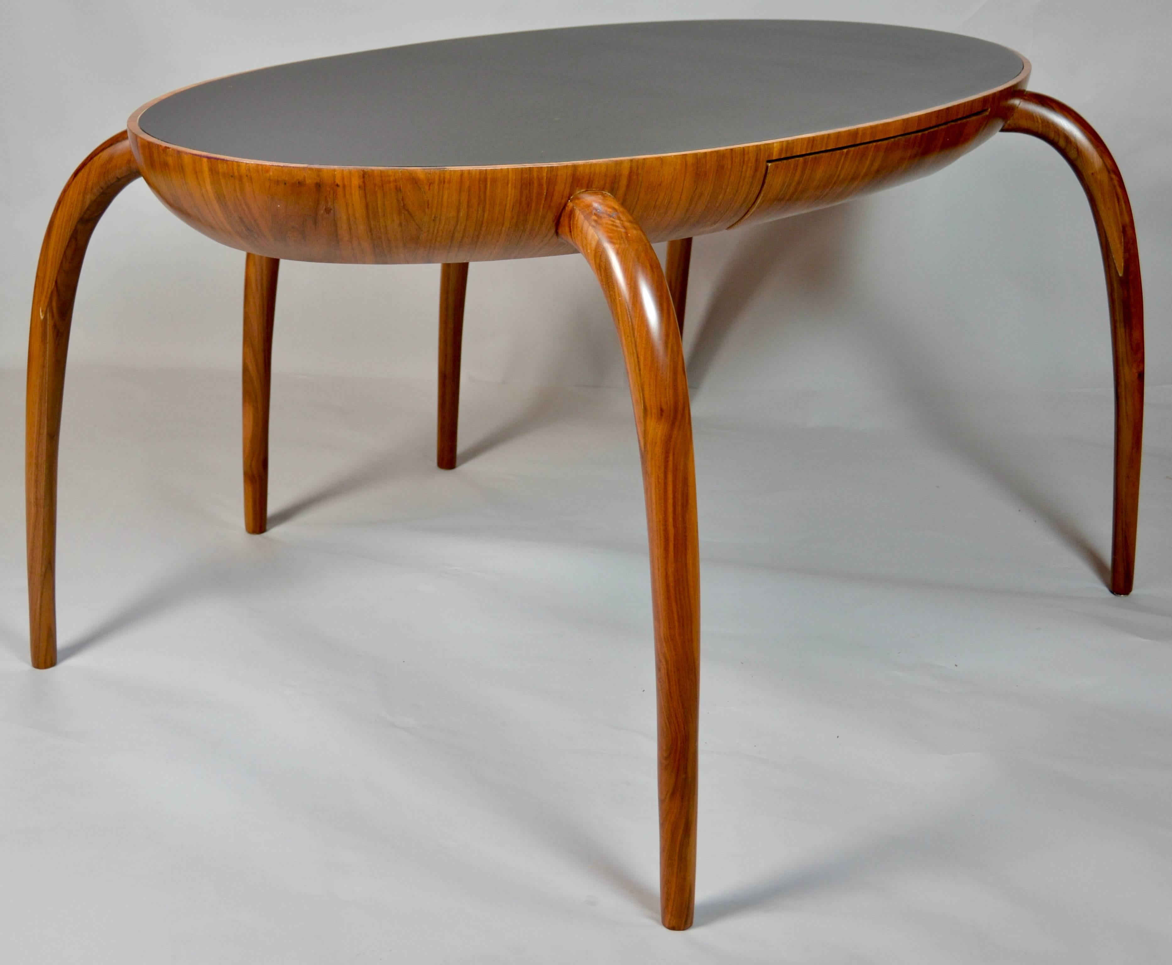 American Oval Writing Desk Studio Crafted Walnut Spider Leg , 1970s For Sale