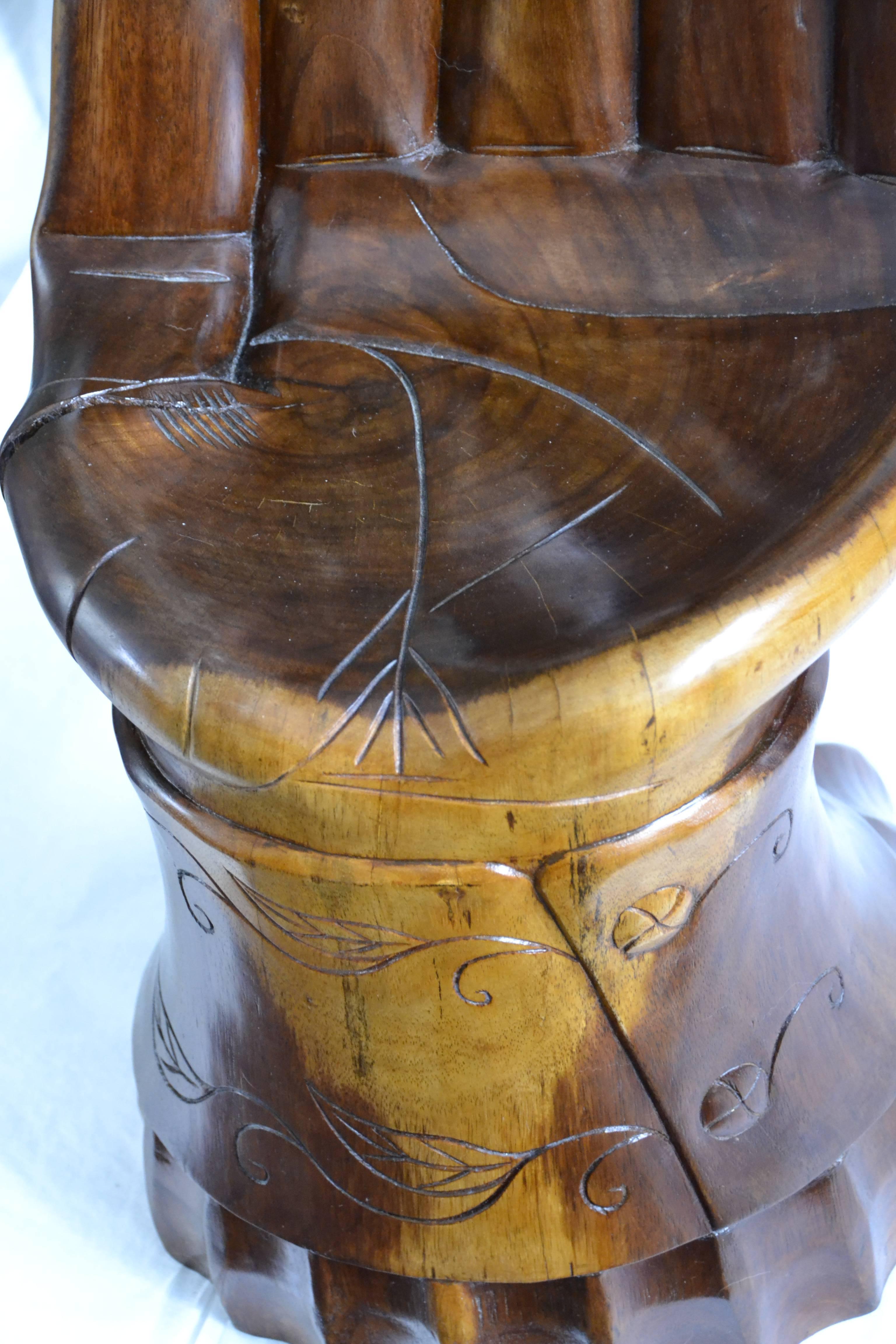 Mexican Carved Hand Chair in the Style of Pedro Friedeberg, circa 1960 In Good Condition For Sale In Camden, ME