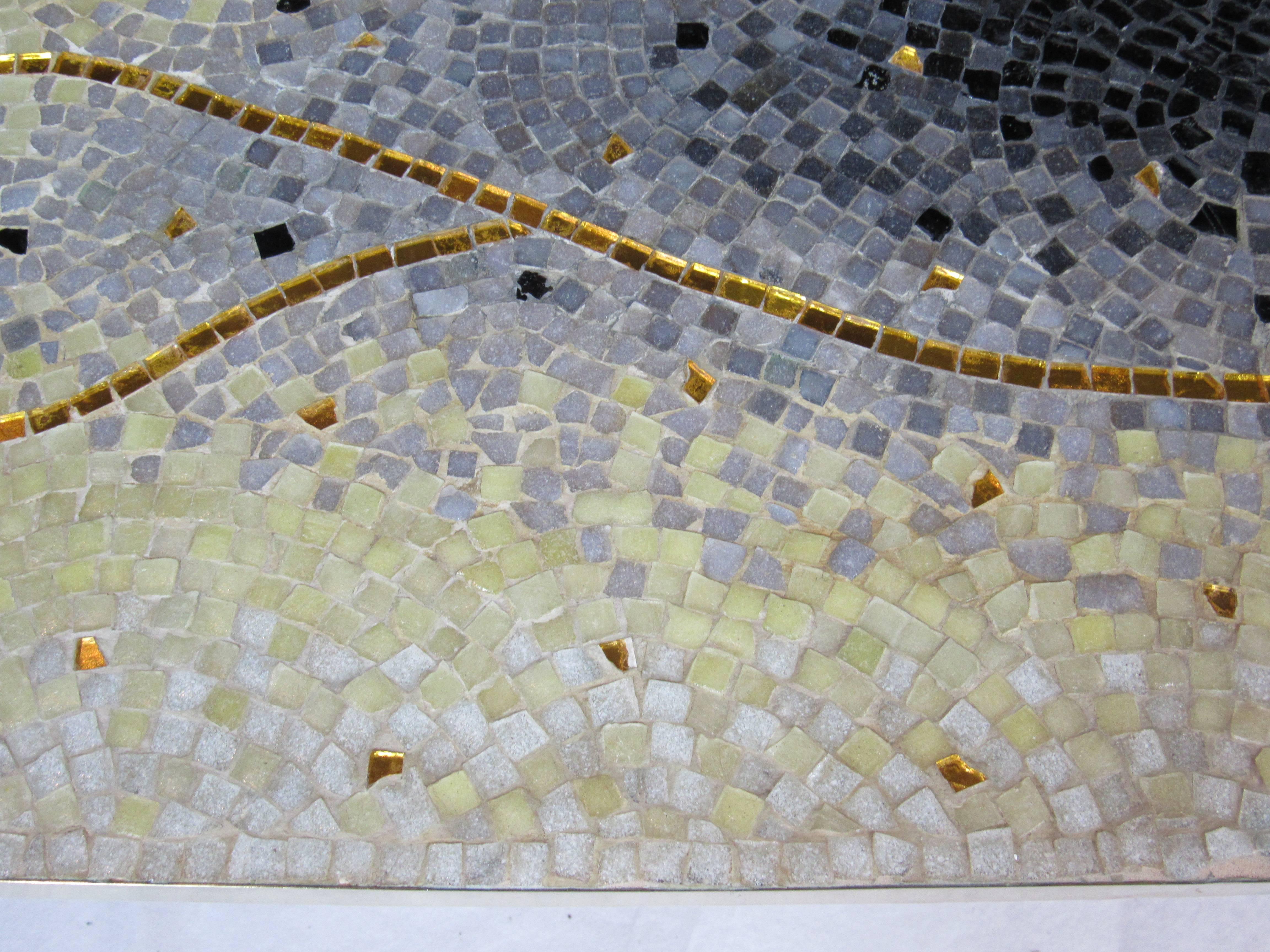 Oval Glass Tile Mosaic Coffee Table by Genaro Alvarez Mexico, circa 1955 1