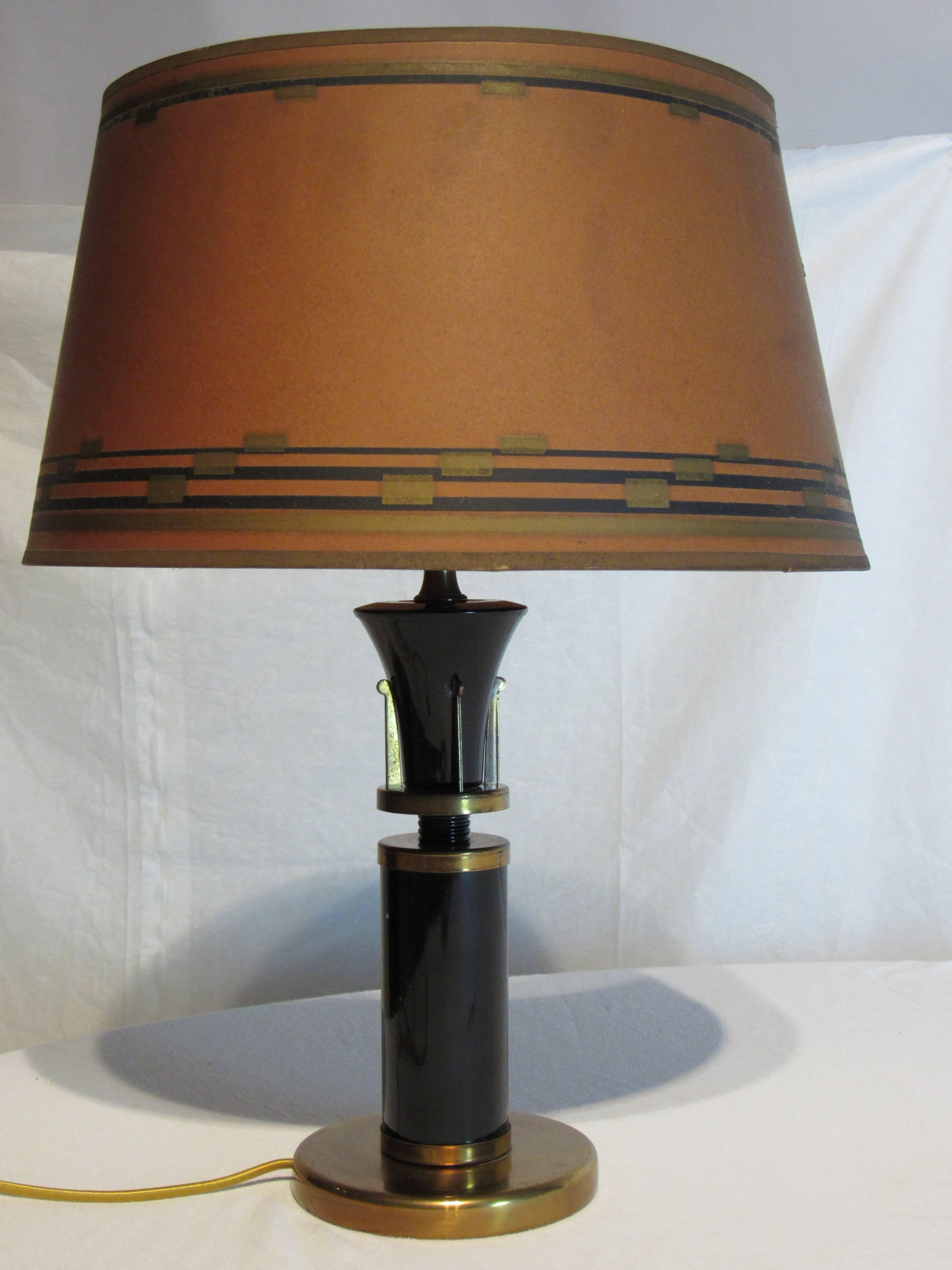 Art Deco Table Lamp Plasticine Coated American  Paper Shade, circa 1934 In Excellent Condition In Camden, ME