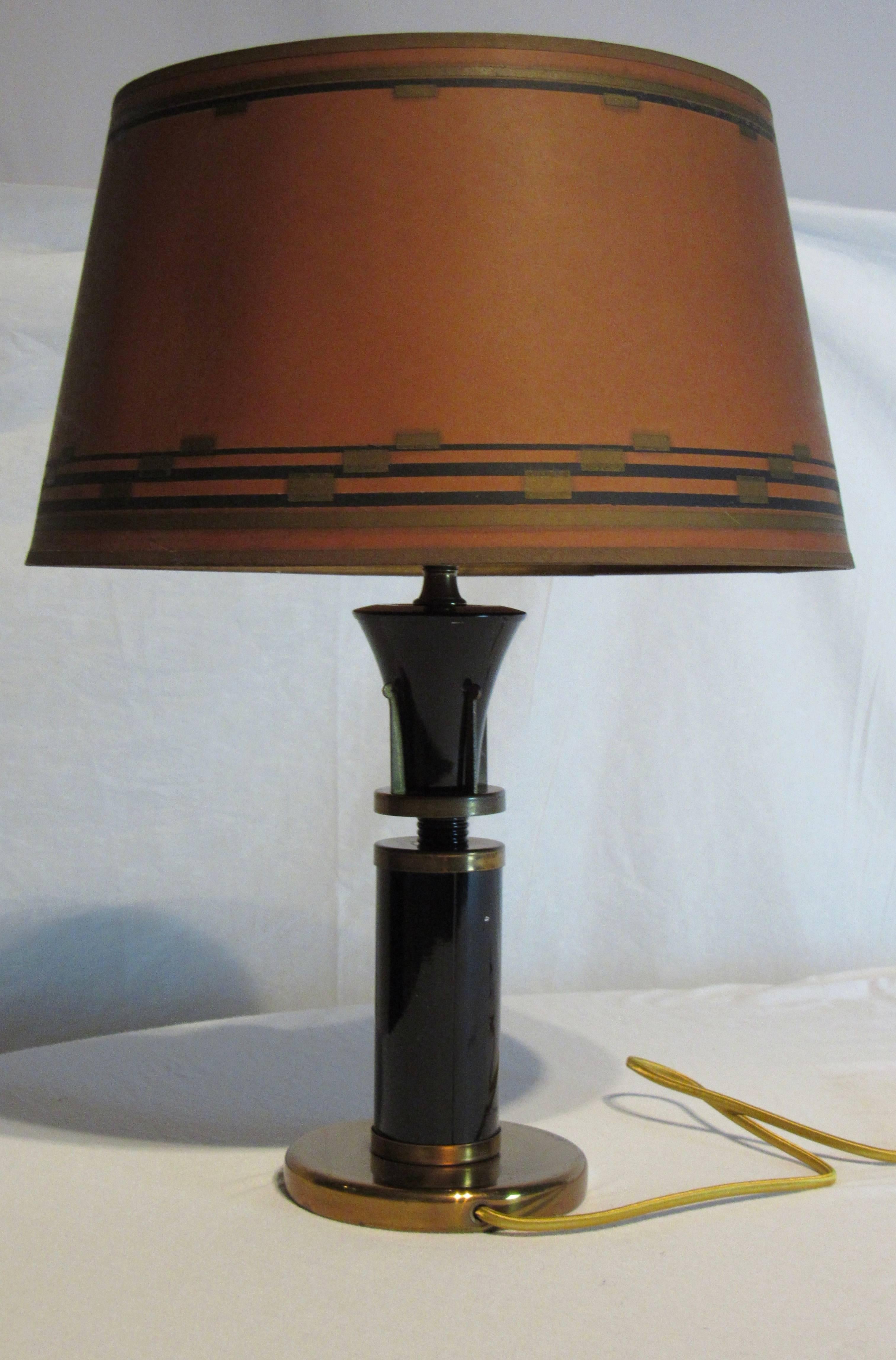 Hand-Crafted Art Deco Table Lamp Plasticine Coated American  Paper Shade, circa 1934