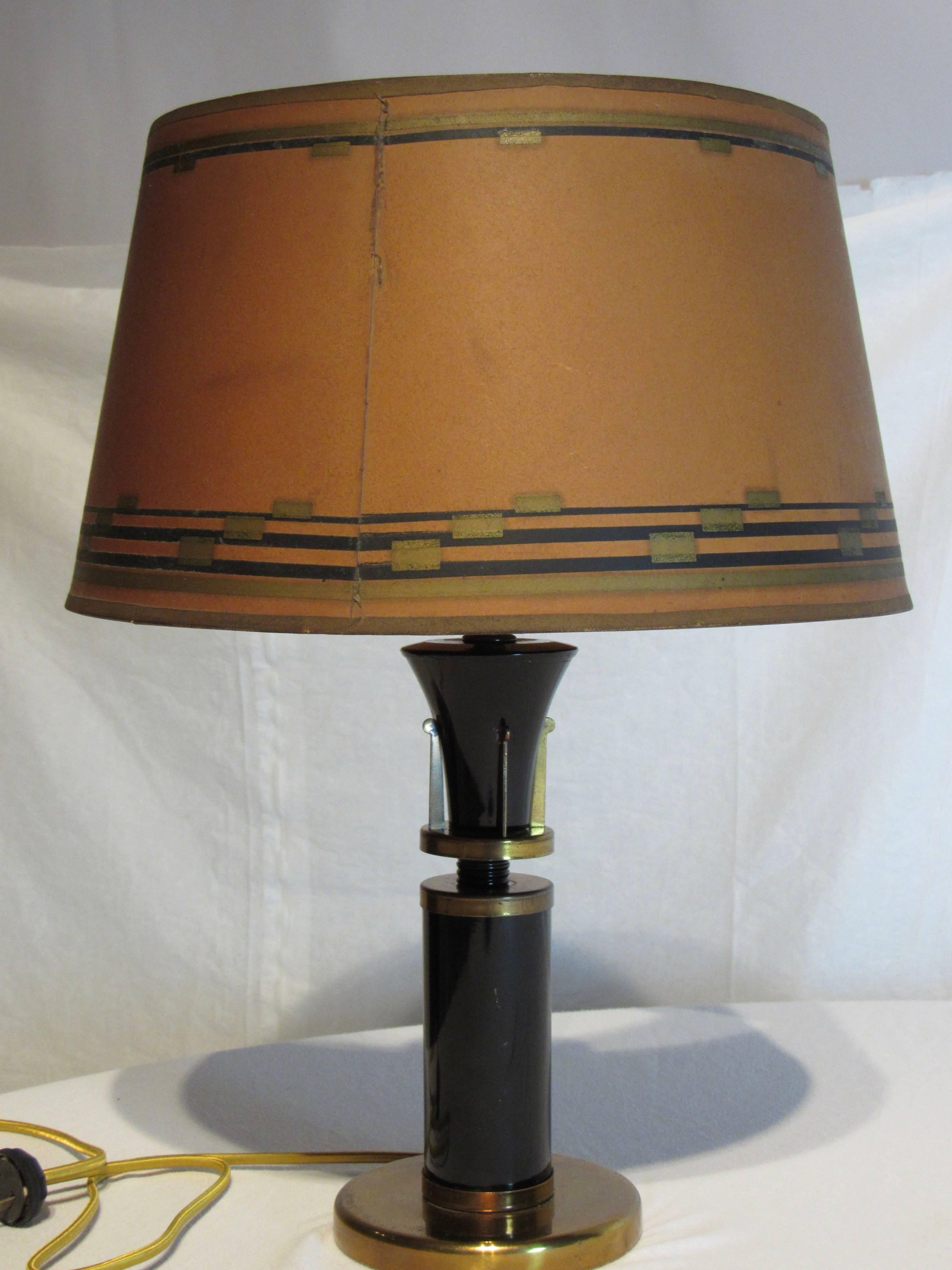 Mid-20th Century Art Deco Table Lamp Plasticine Coated American  Paper Shade, circa 1934