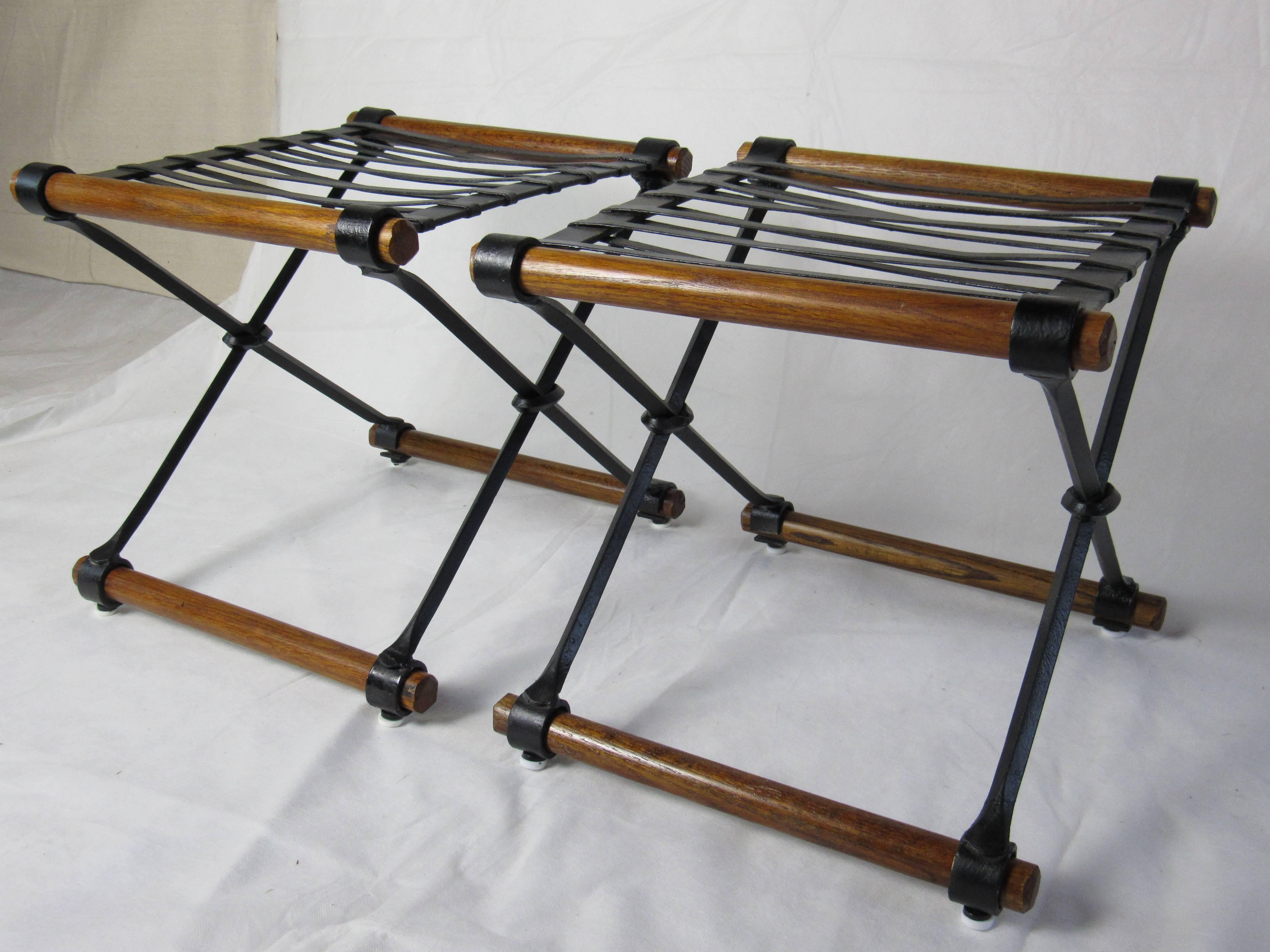 Wrought Iron Cleo Baldon Pair of Ottomans for Terra, circa 1965 In Excellent Condition In Camden, ME