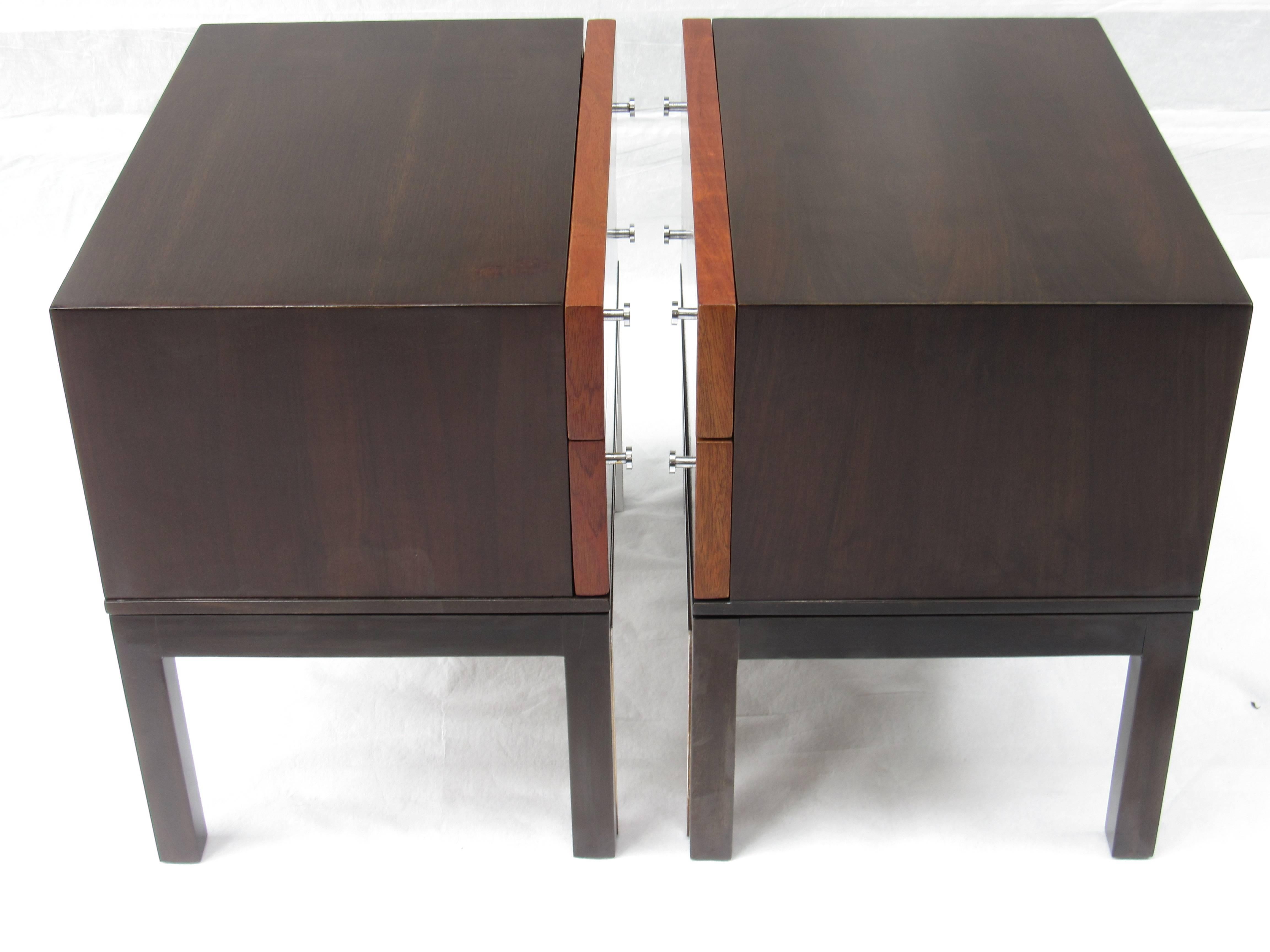 Mid-Century Modern Merton Gershun Two-Toned Walnut End Tables for American of Martinsville