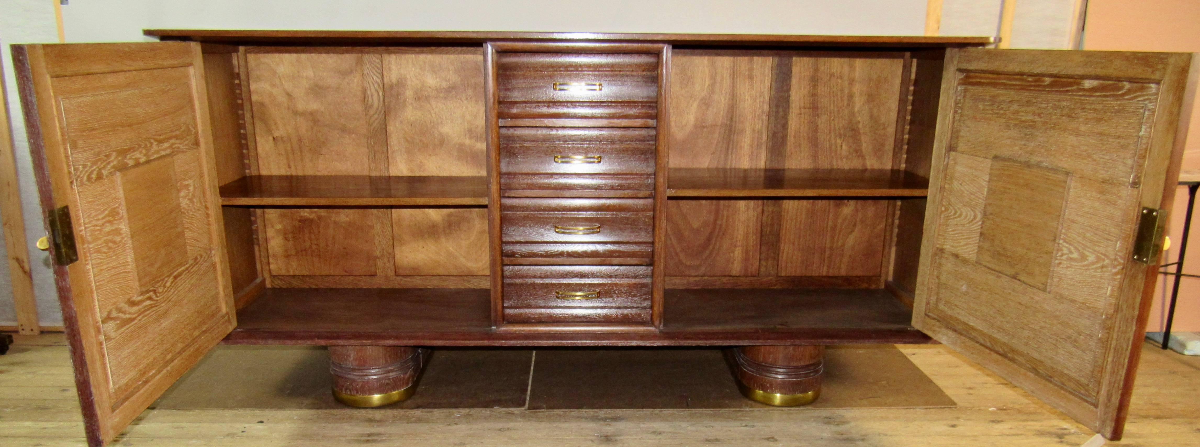 Cerused Art Deco Oak Buffet Maxime Old Style France, circa 1940 In Good Condition In Camden, ME