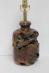 Circular Wood Burl Lamp