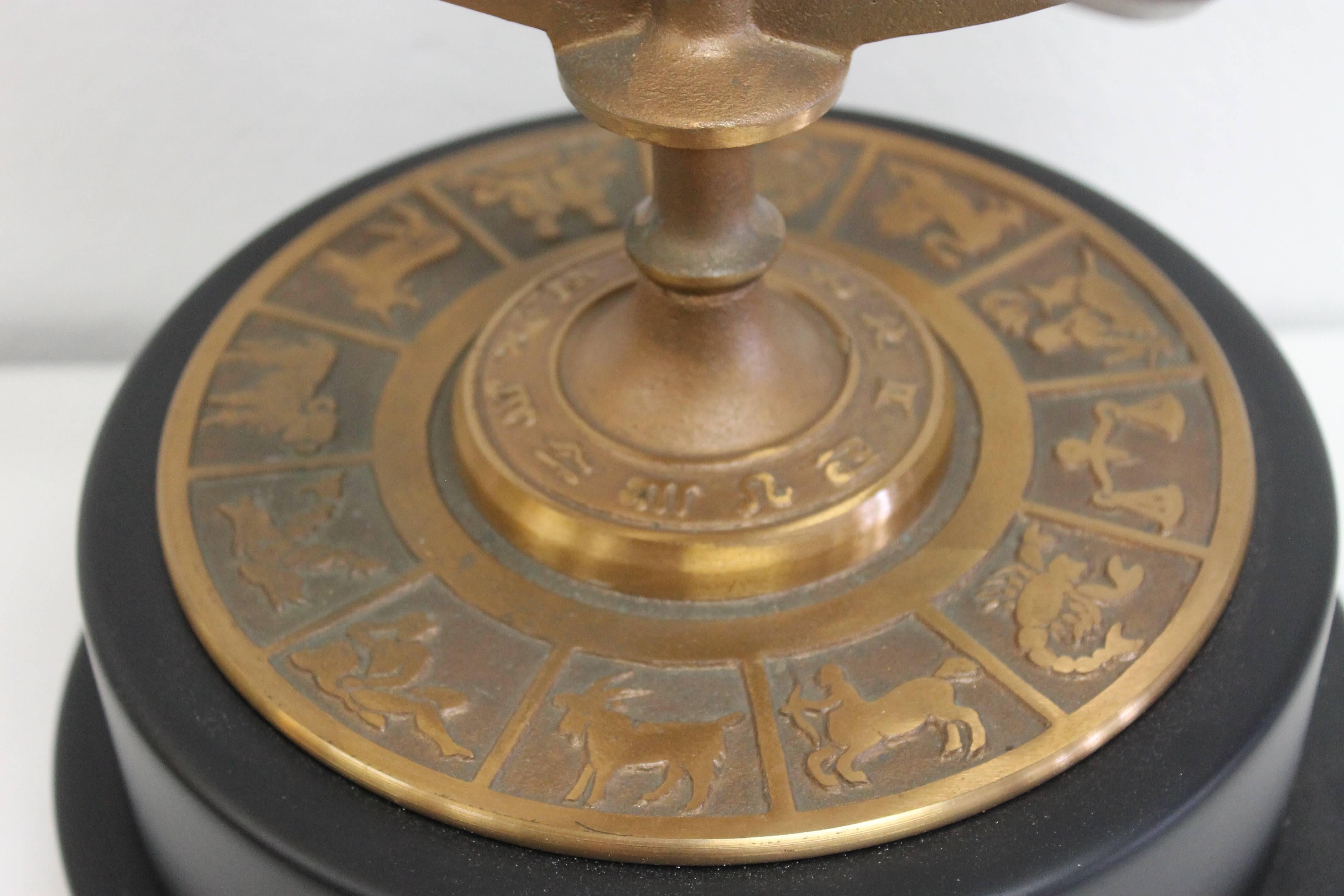 Bronze Astrological Armillary Table Lamp, Frederick Cooper Lamp Co. In Excellent Condition In Palm Springs, CA