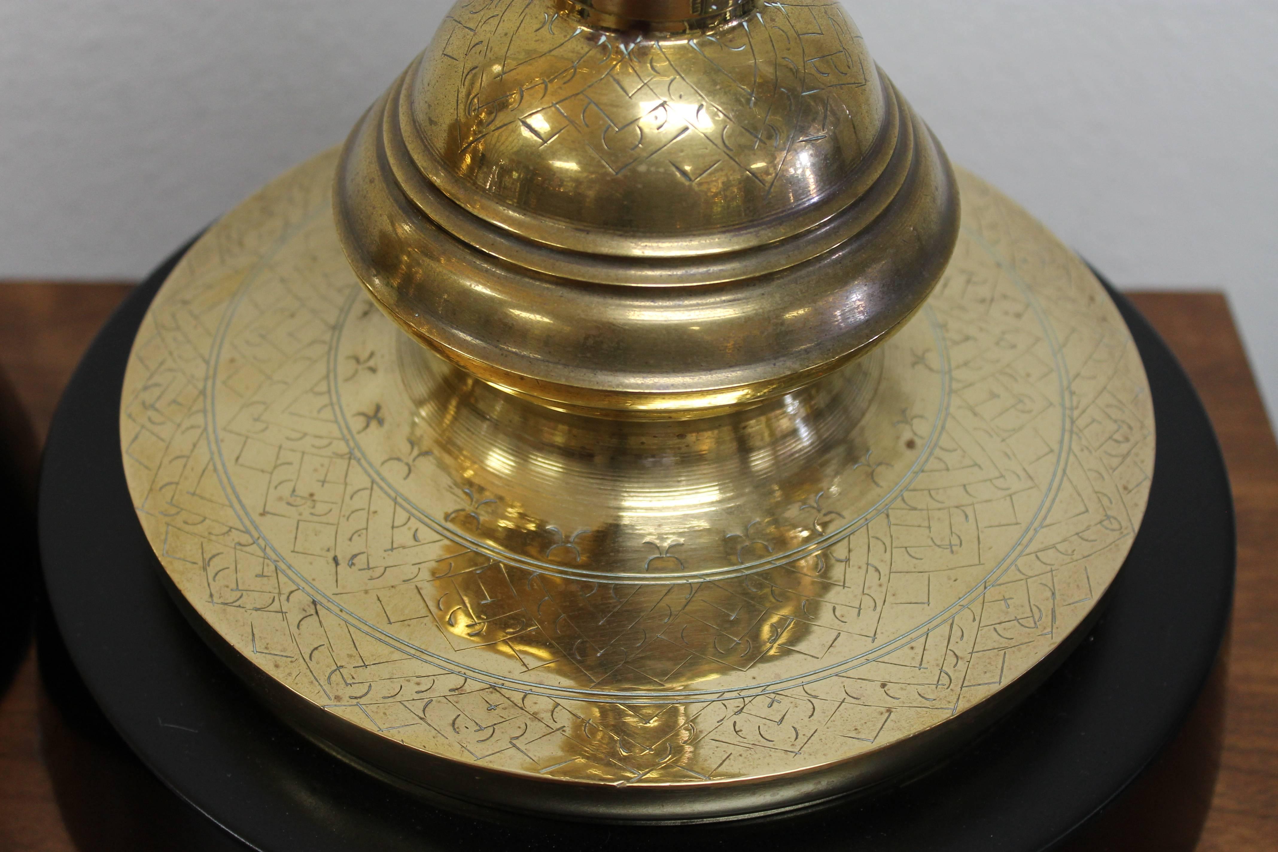 Pair of Custom Moroccan Brass Lamps 5