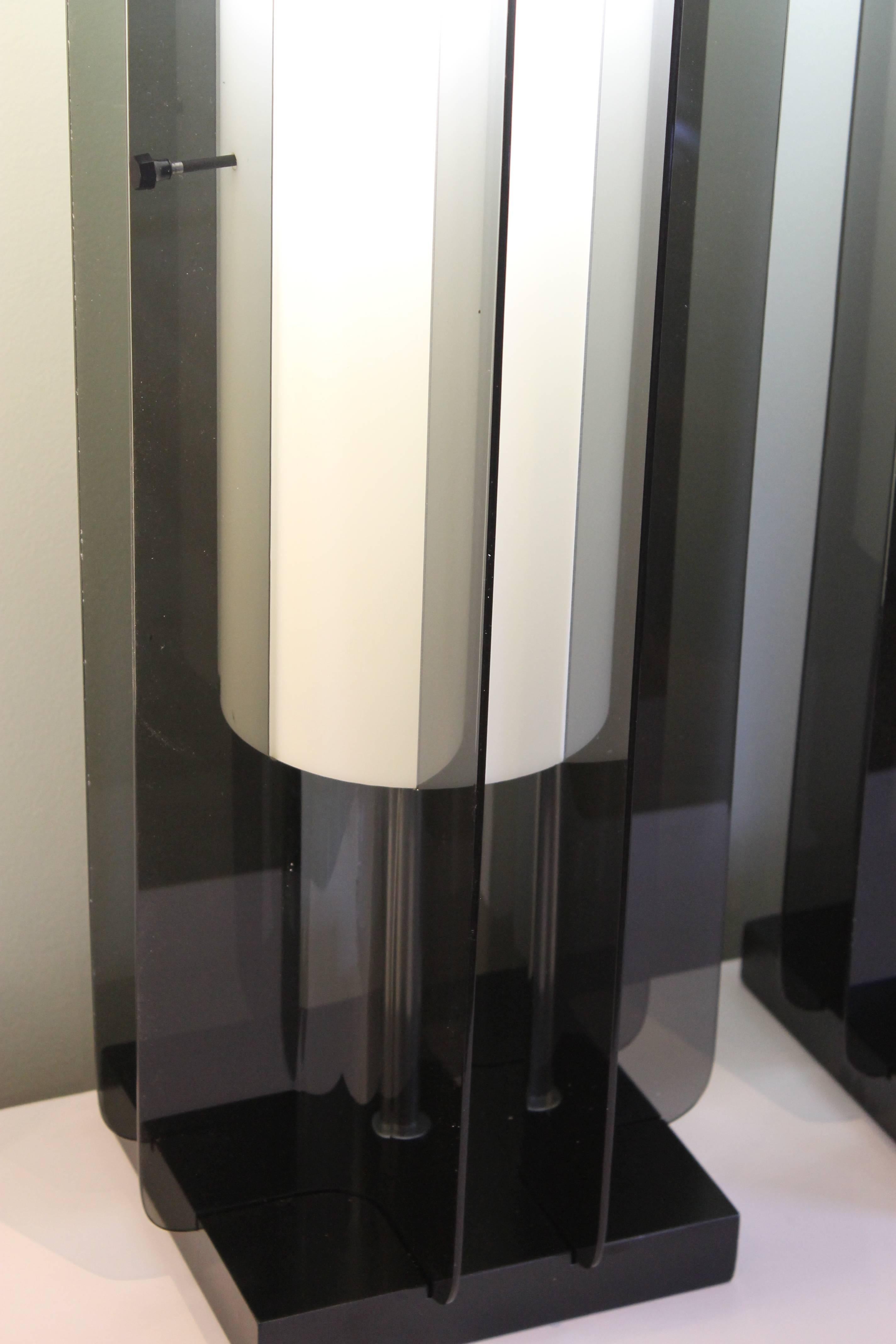Pair of Tall Lucite Lamps 1