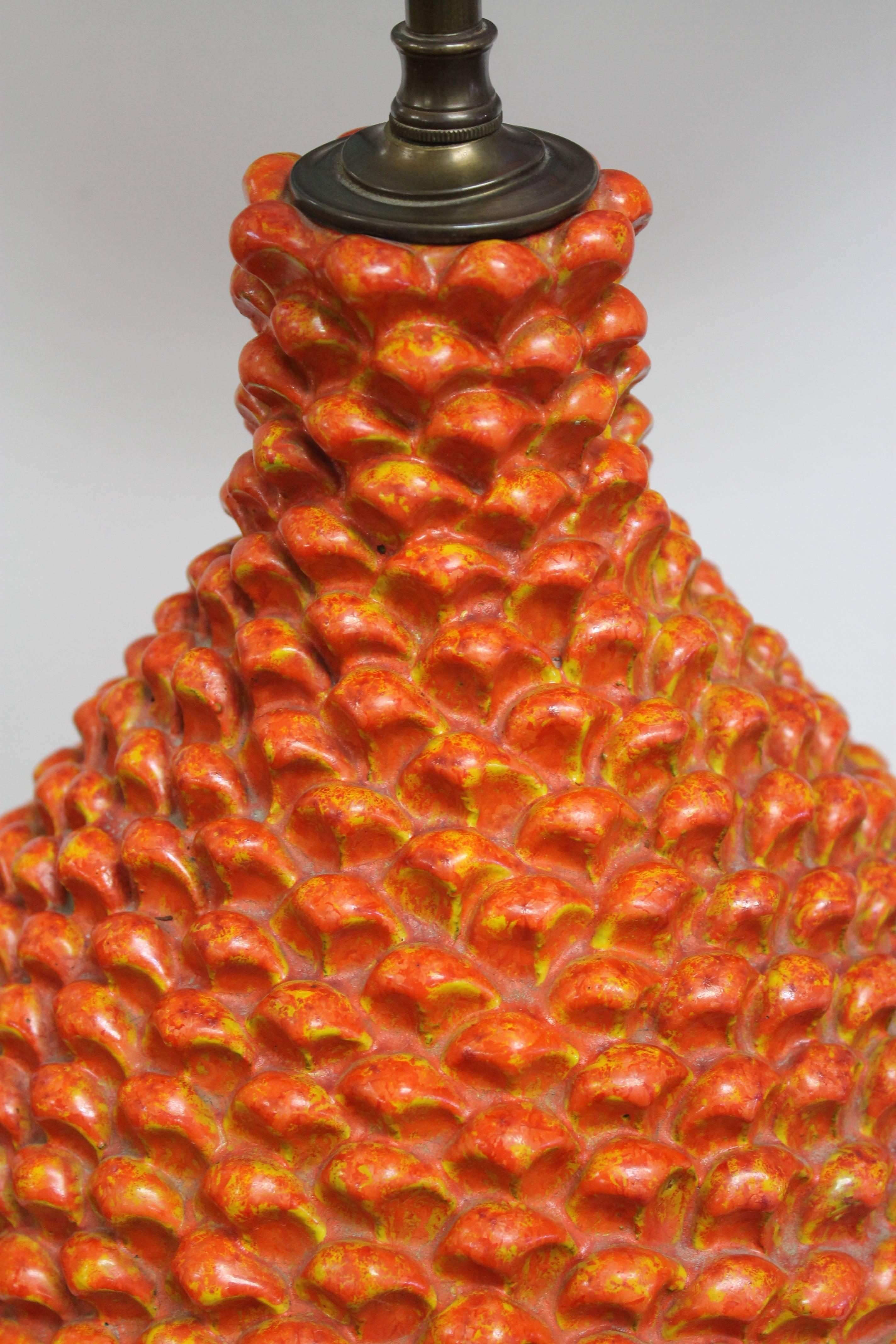 Italian Fantoni Lamp, Orange Pineapple Design