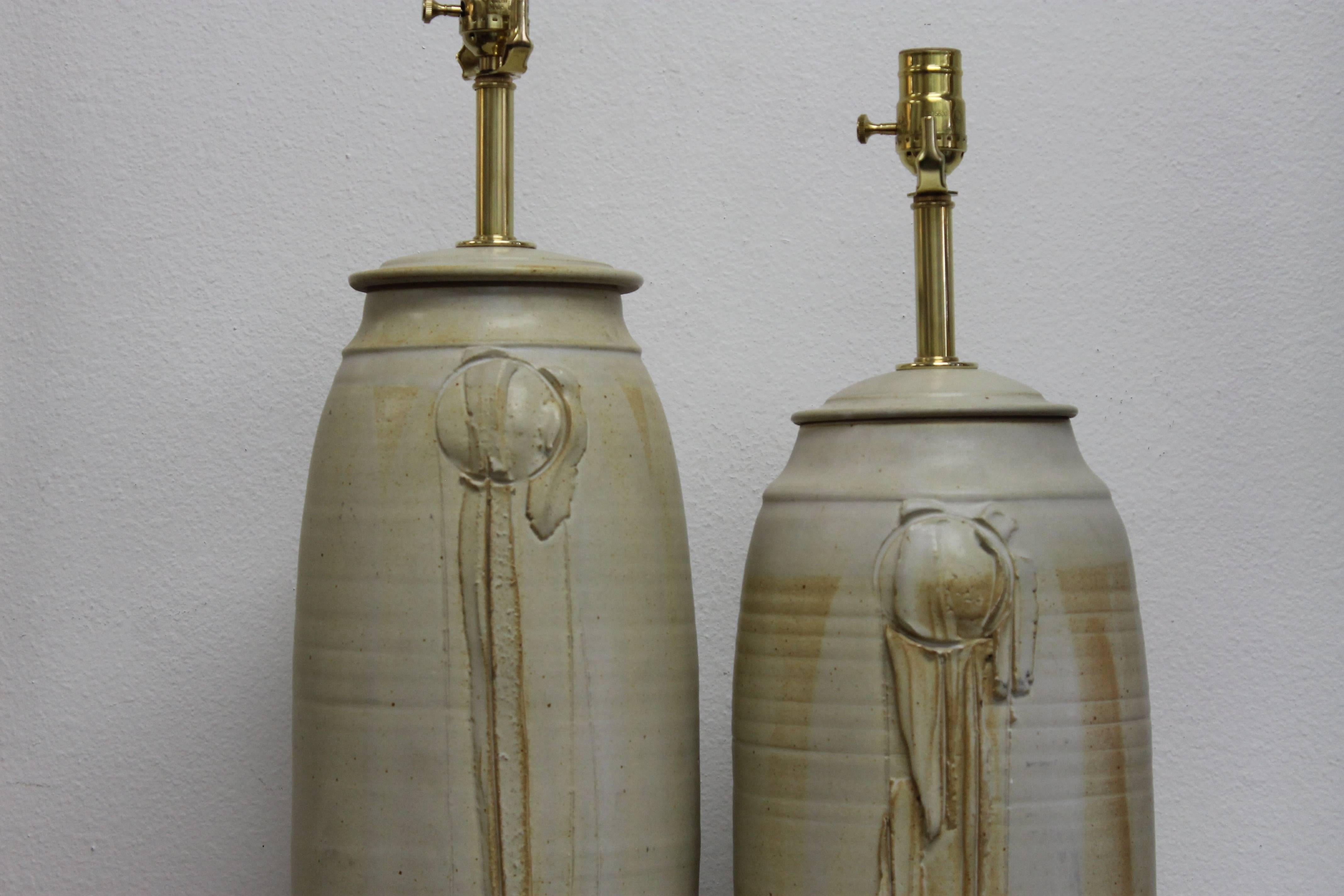 Pair of Hand Thrown Ceramic Lamps 2