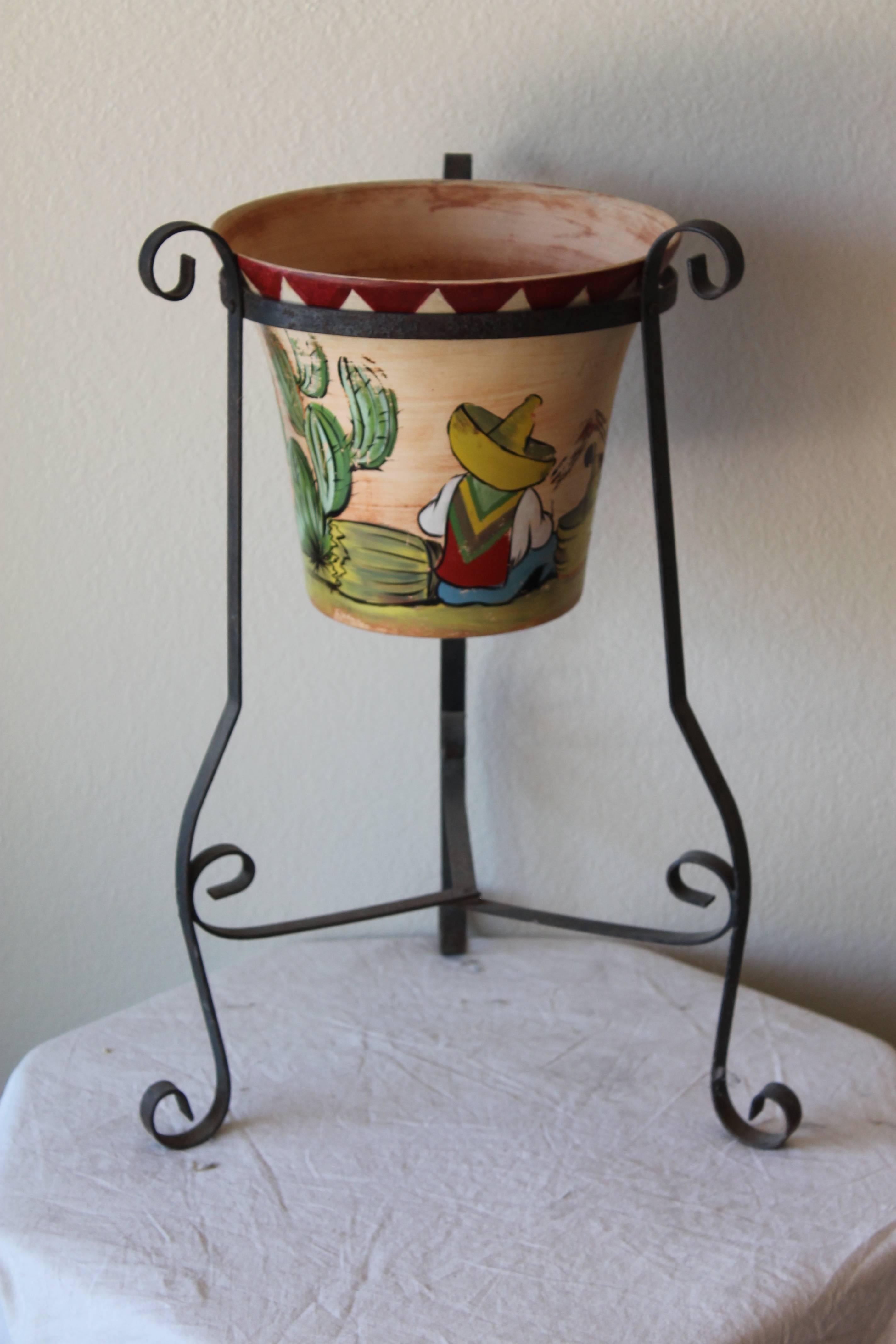 Spanish Pot by Bauer, Aztec Stand