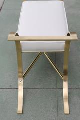Brass and Leather Modernist Bench