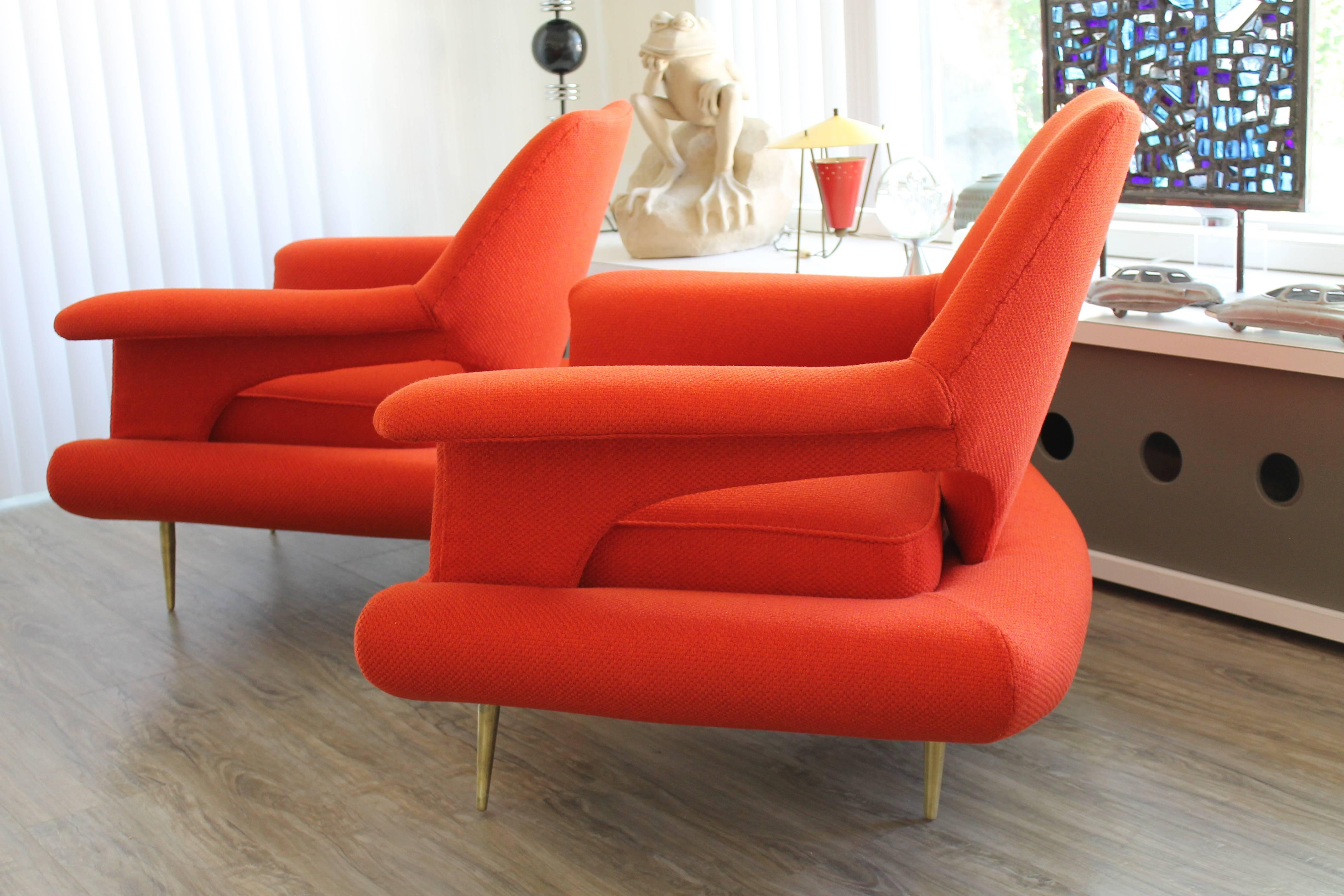 Pair of Mid-Century Couture Chairs in the Style of Gastone Rinaldi In Excellent Condition In Palm Springs, CA