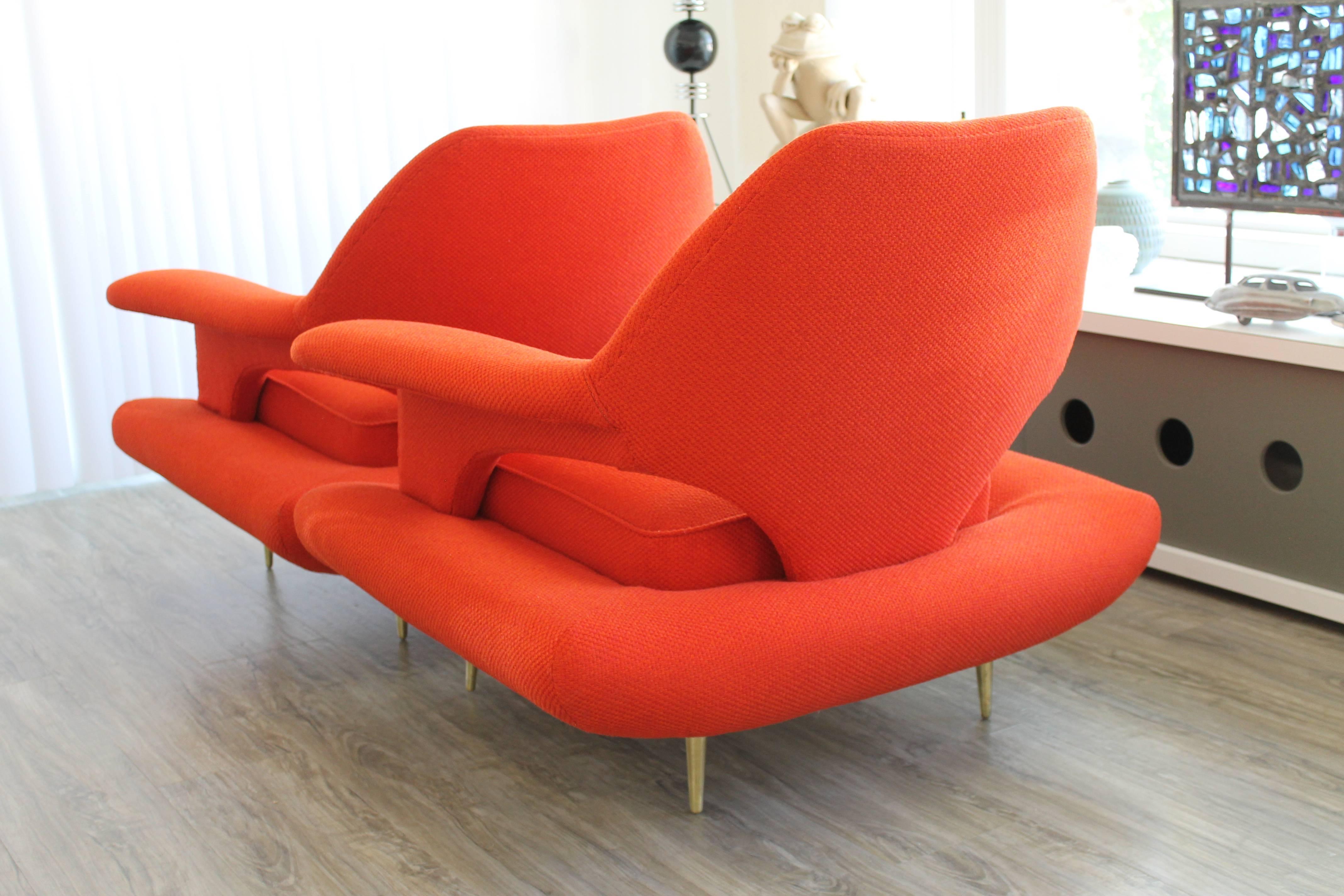 Mid-20th Century Pair of Mid-Century Couture Chairs in the Style of Gastone Rinaldi