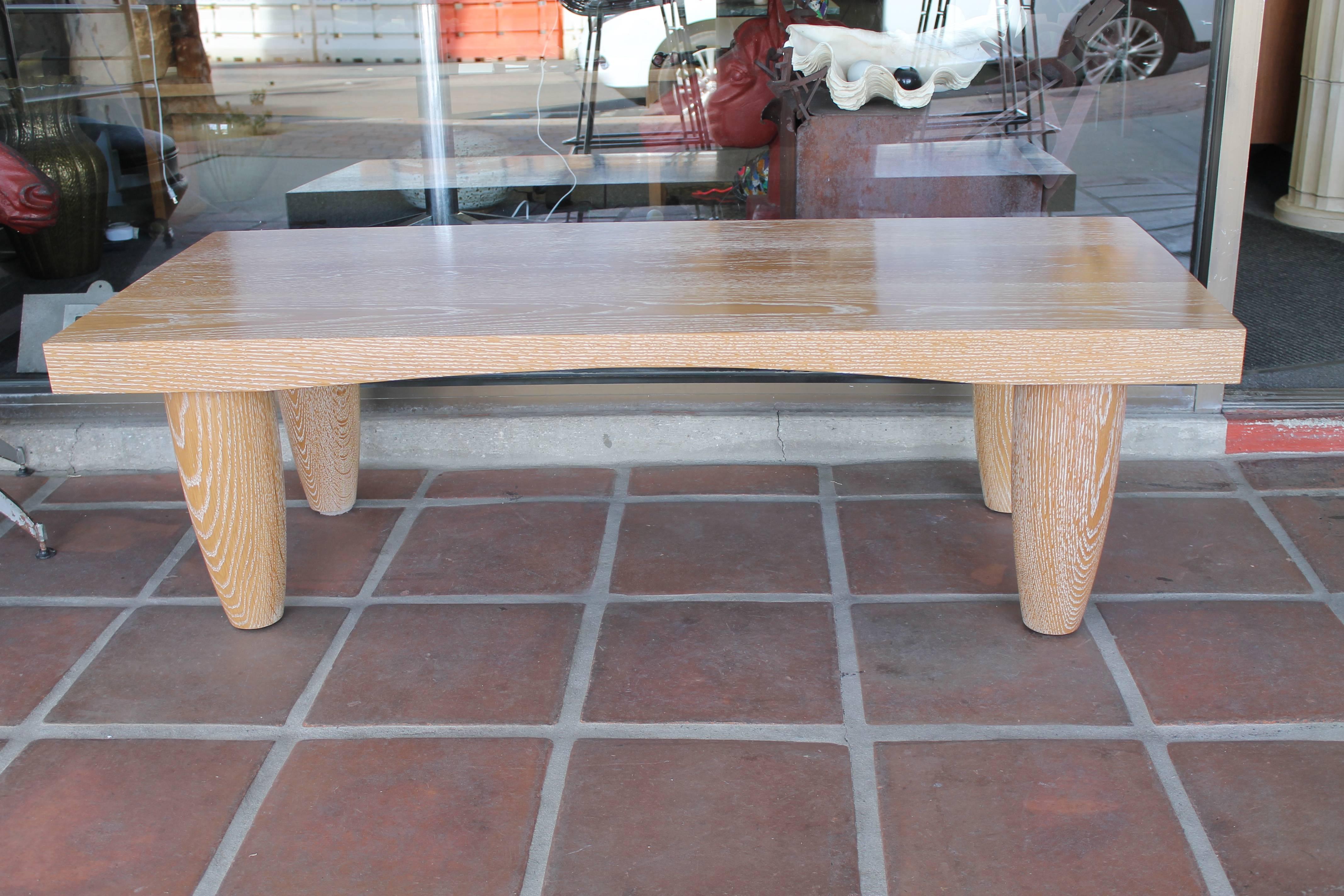 Cerused Oak Coffee Table In Excellent Condition In Palm Springs, CA