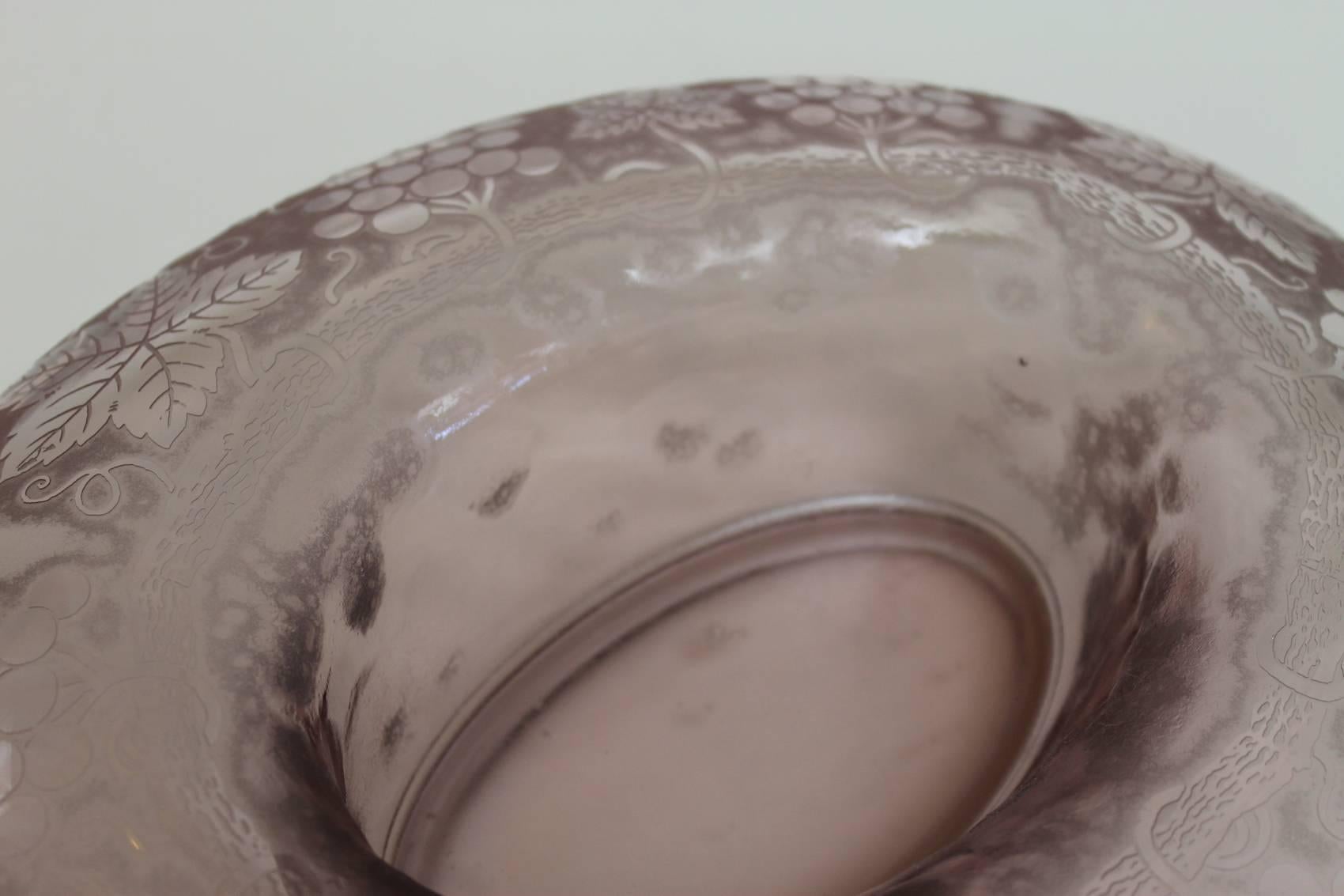 American Etched Grape Serving Bowl For Sale