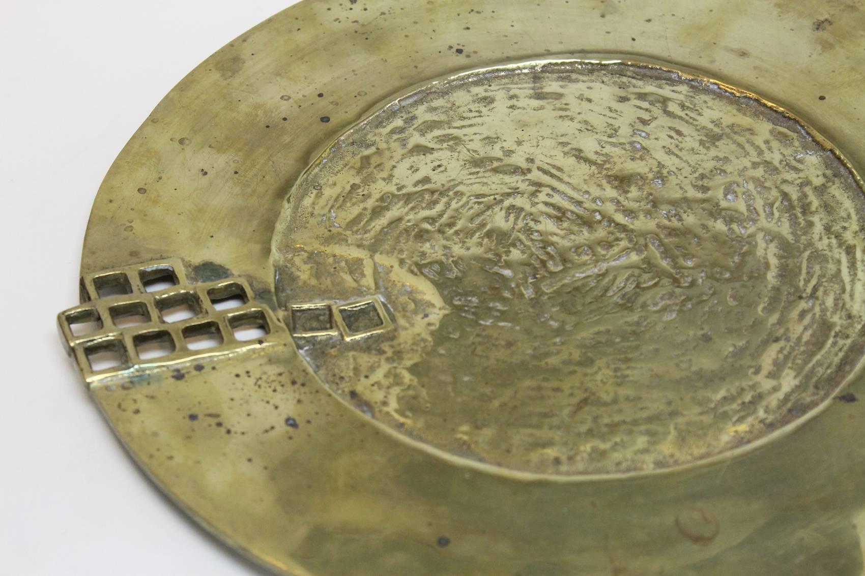 American Brutalist Brass Platter