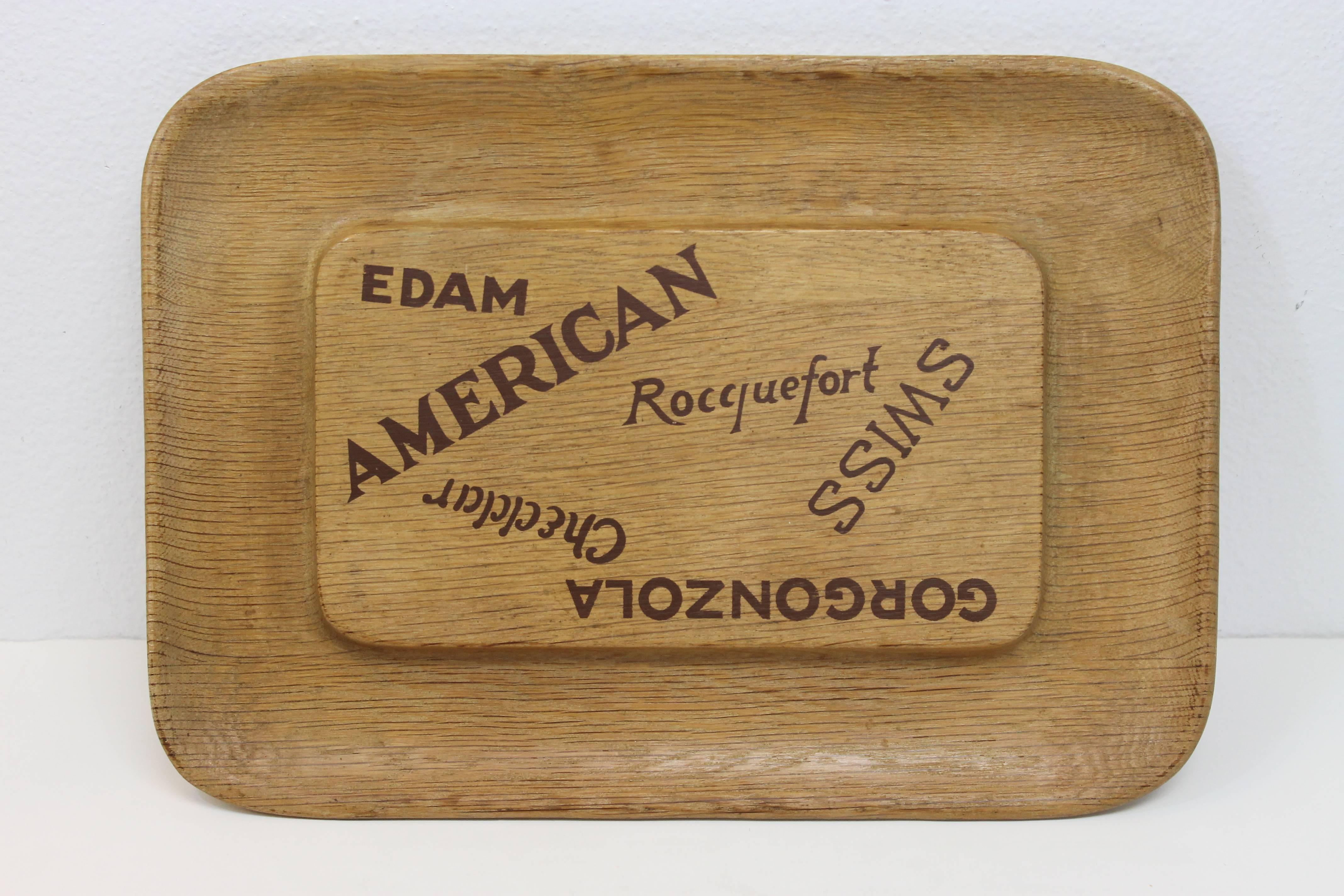 Mary Wright frosted oak Klise cheese tray. Contains the frosted oak label and signed. Part of a wood line designed by husband and wife Industrial designers Russel and Mary Wright.