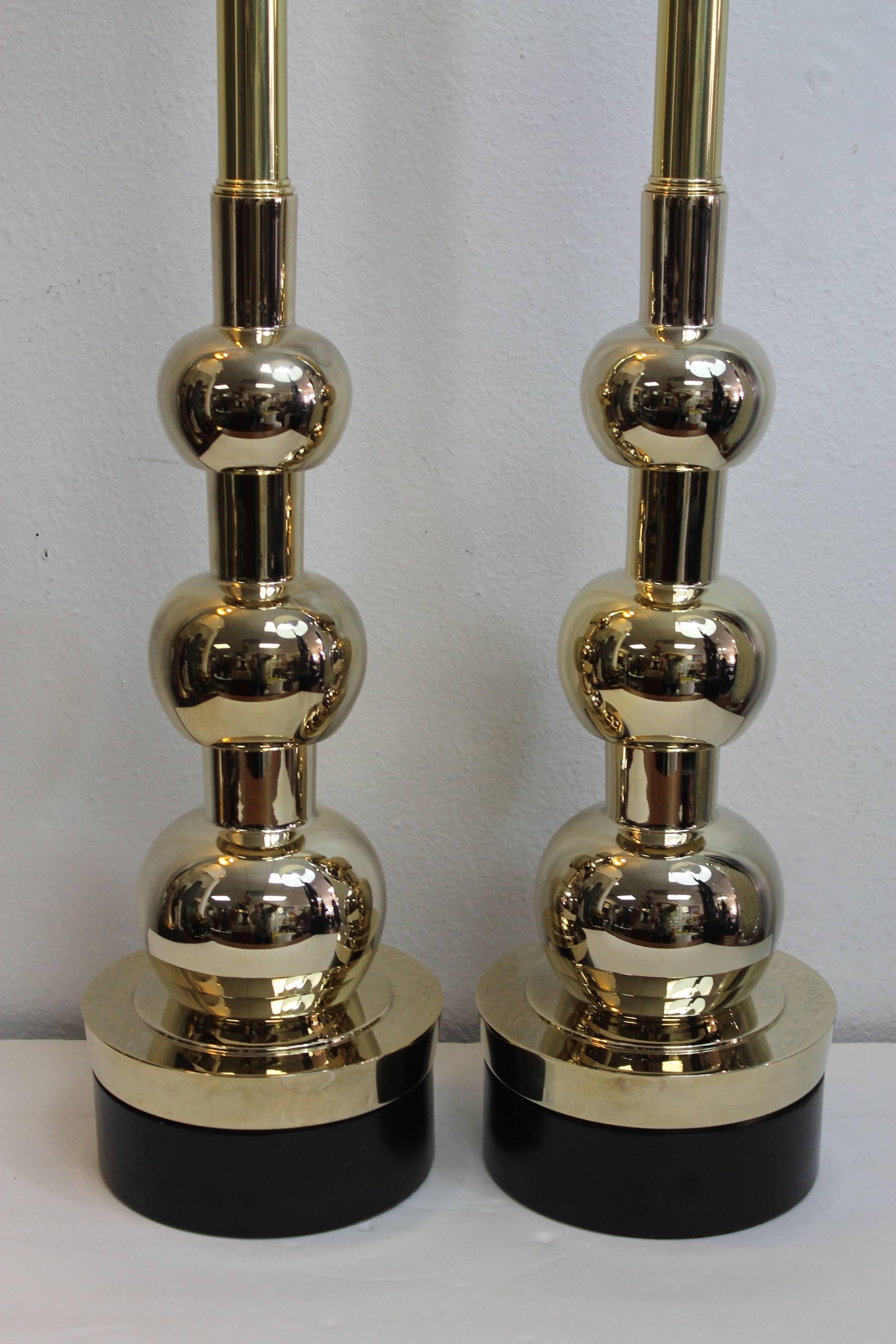 Pair of Bronze/Brass Lamps by Stiffel Lamp Co In Excellent Condition In Palm Springs, CA