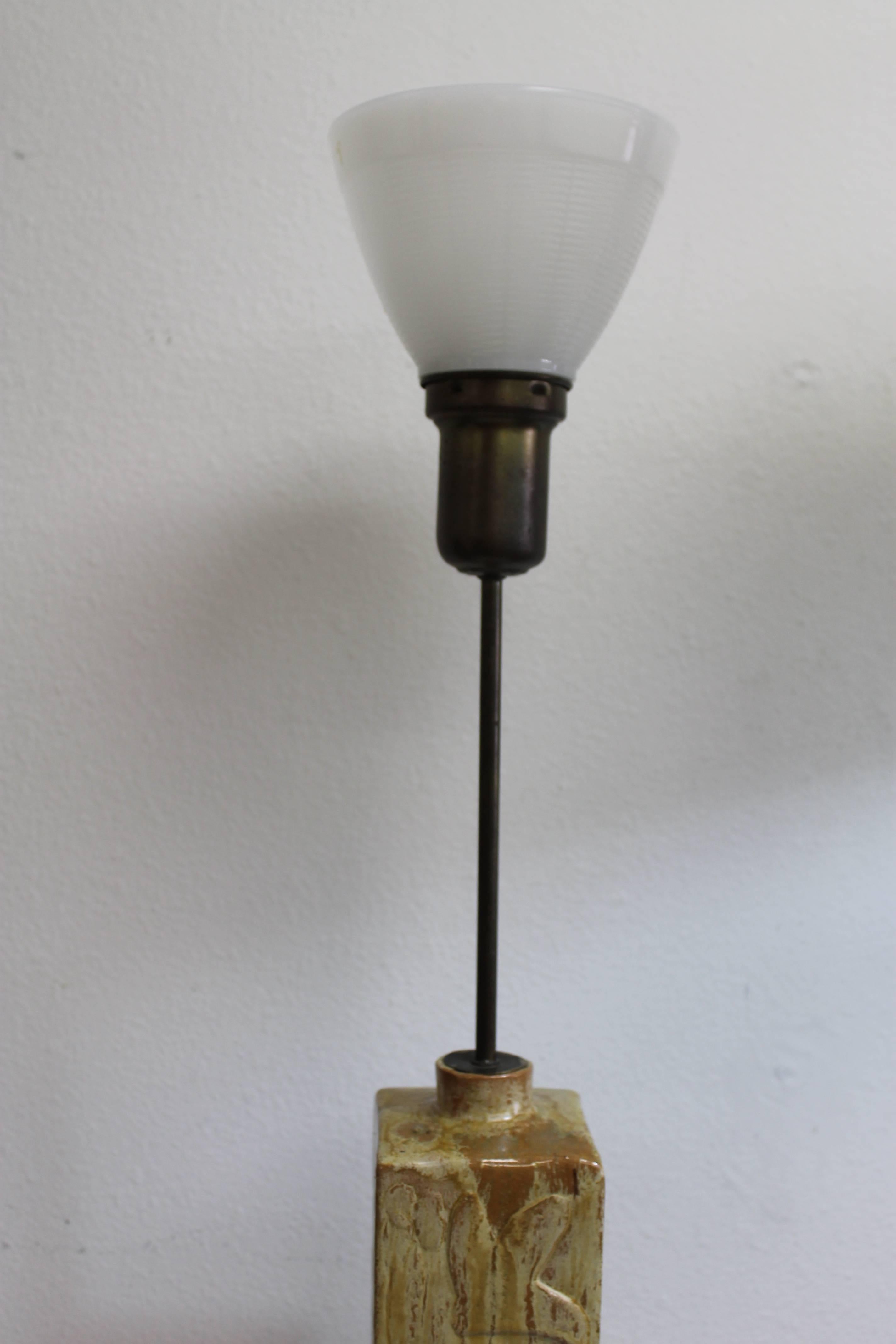 Ceramic Lamp on Wood Base 5