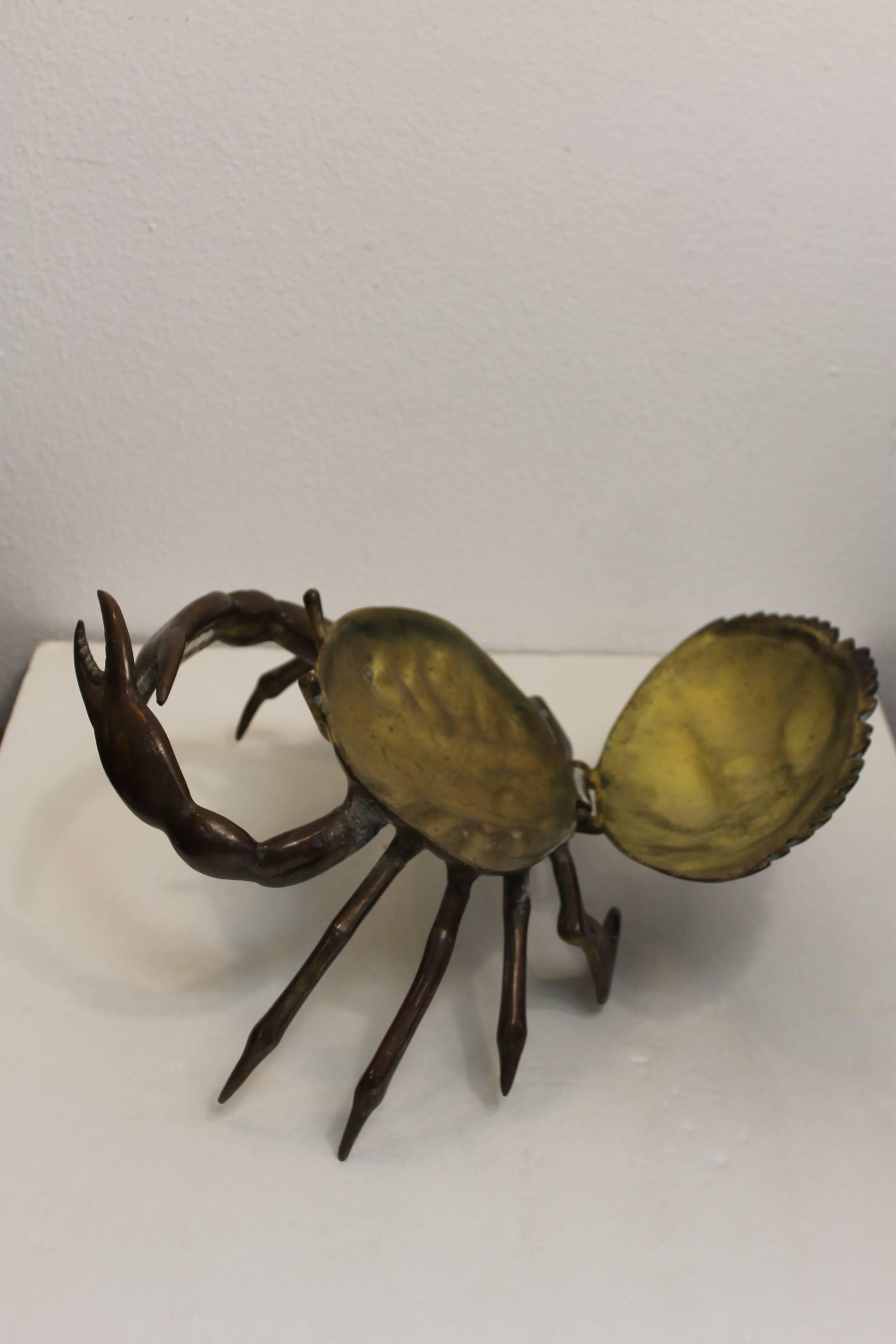 Mid-20th Century Vintage Bronze Crab Sculpture