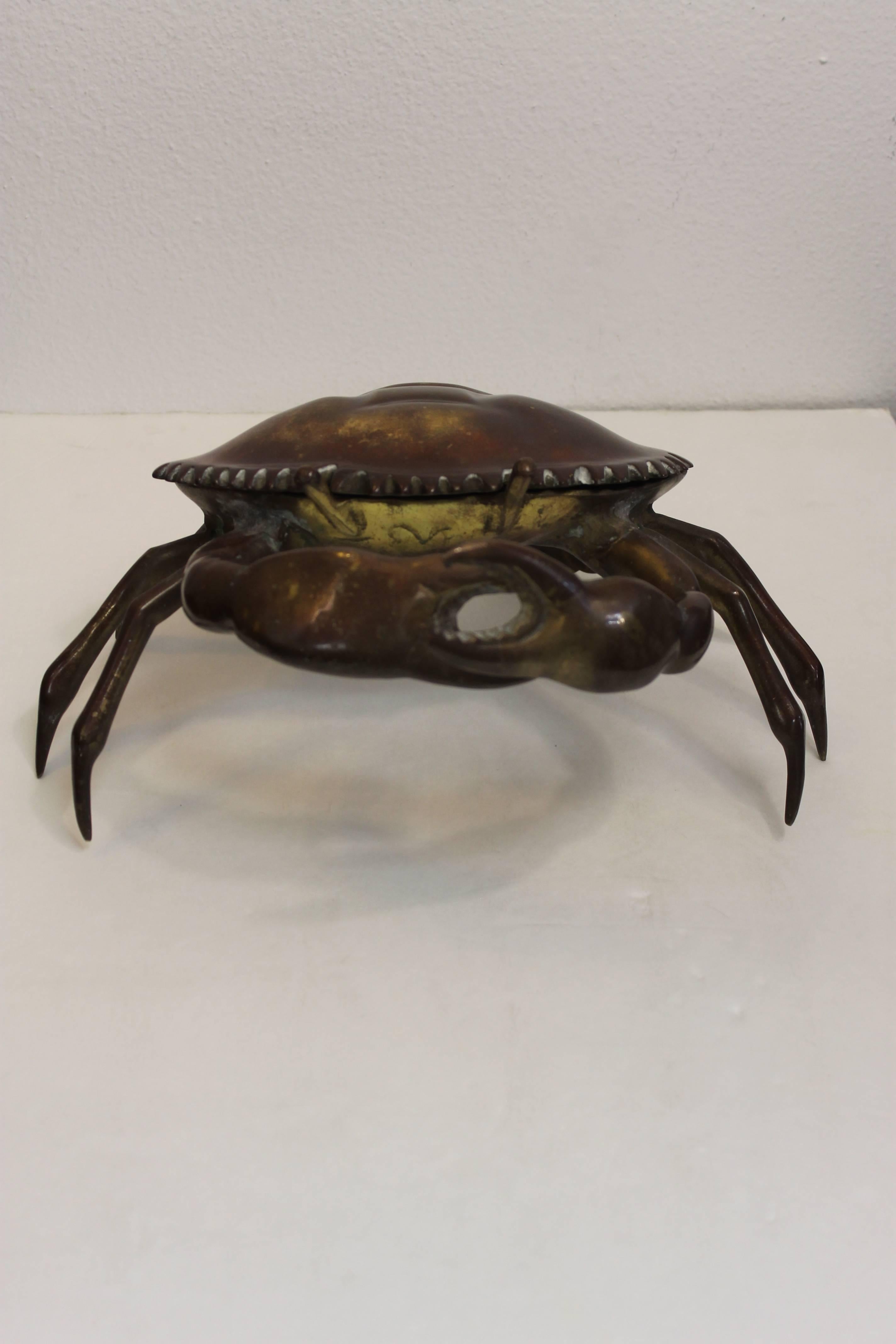 French Vintage Bronze Crab Sculpture