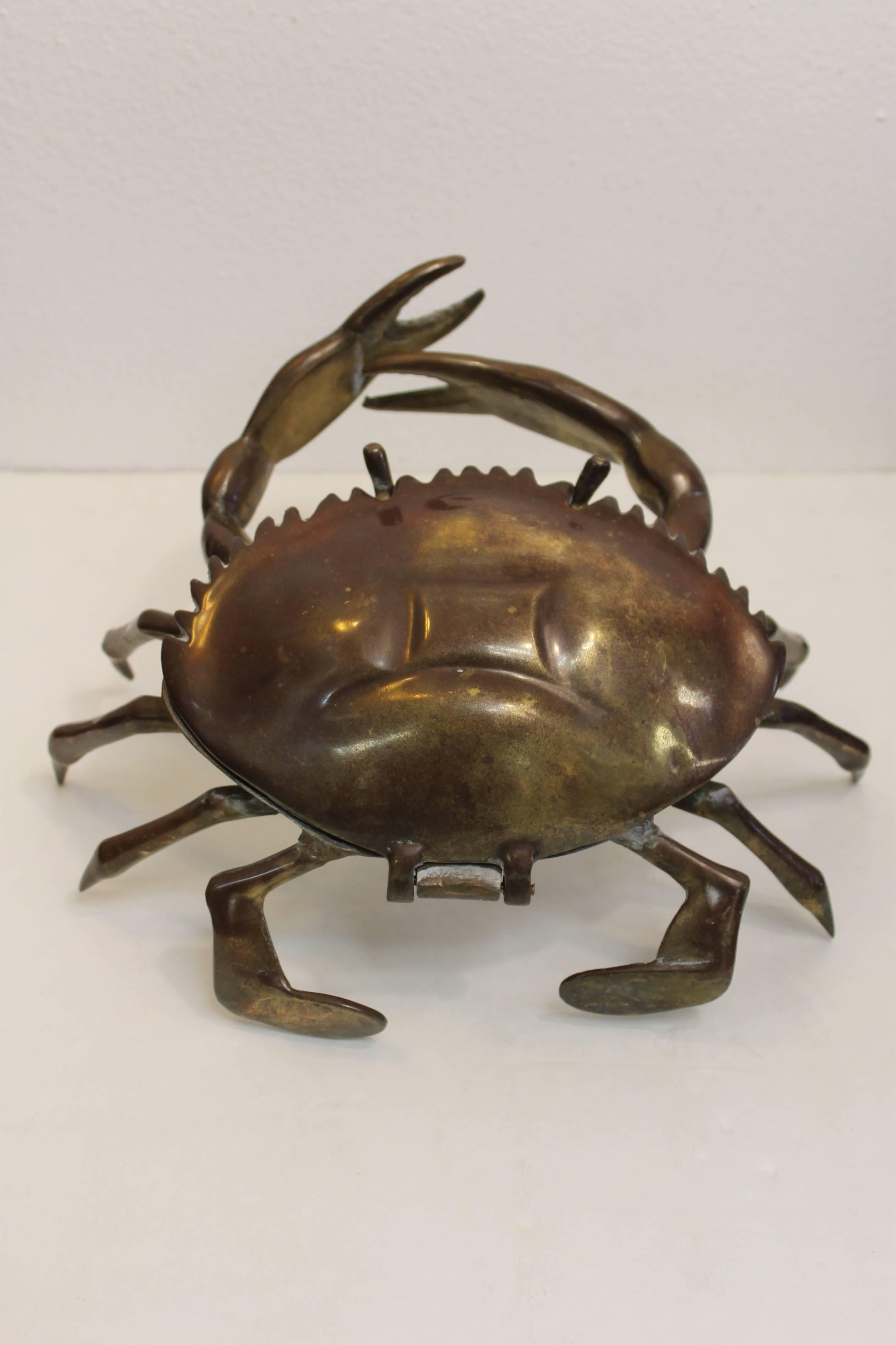 Vintage Bronze Crab Sculpture In Excellent Condition In Palm Springs, CA