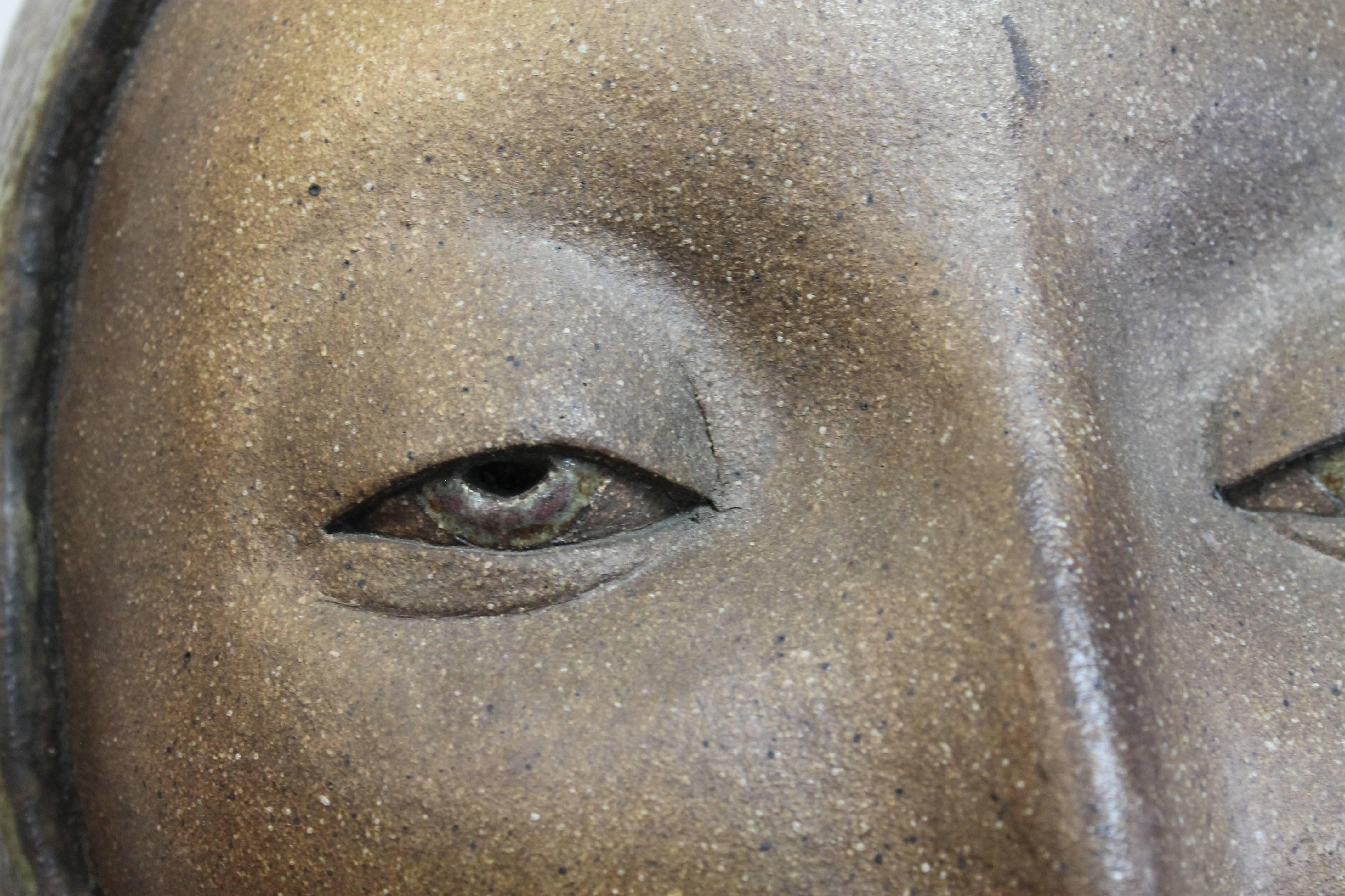 Mid-20th Century Monumental Modernist Stoneware Sculpture of a Female Head