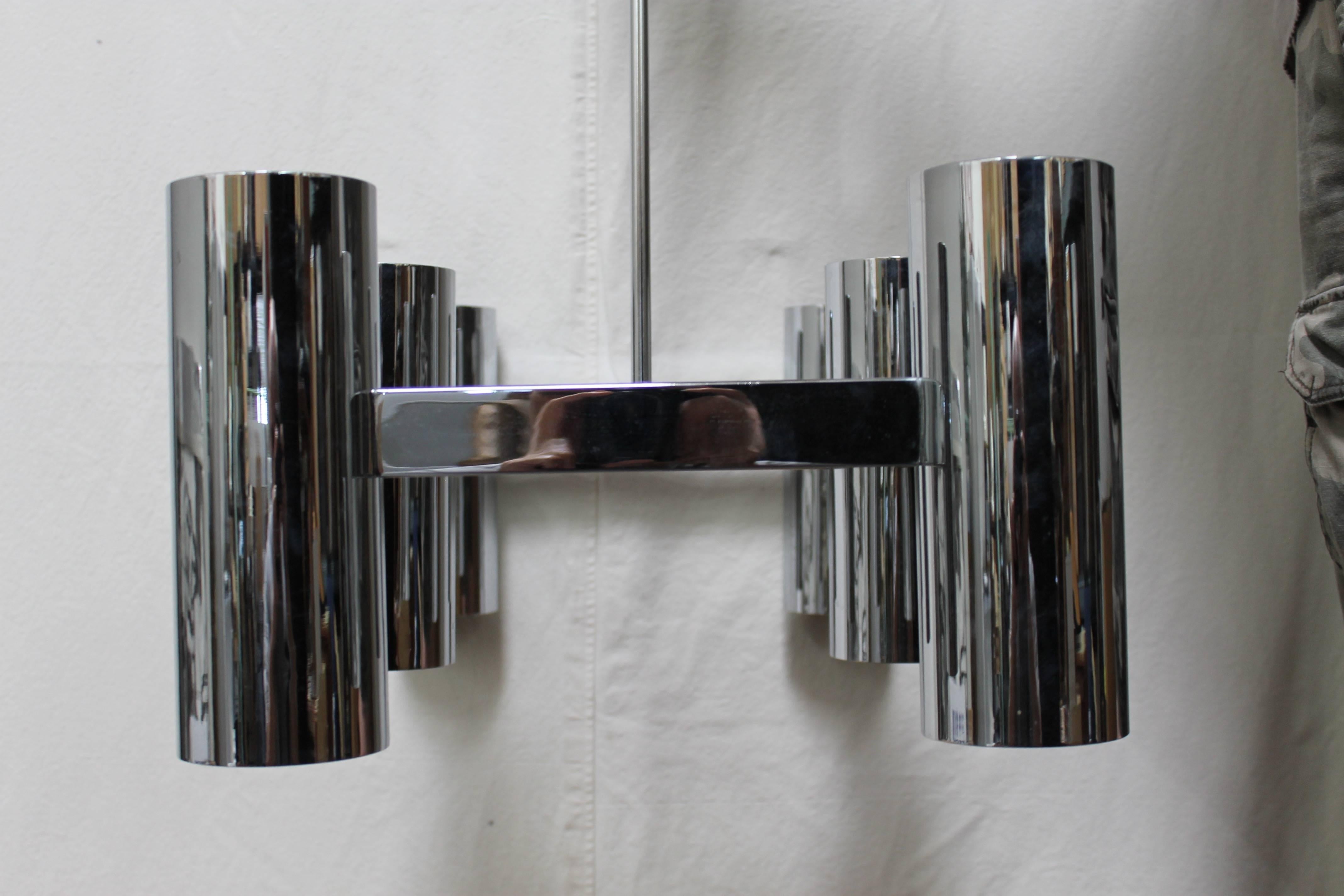 Steel Chrome Canister Chandelier in the Style of Sonneman