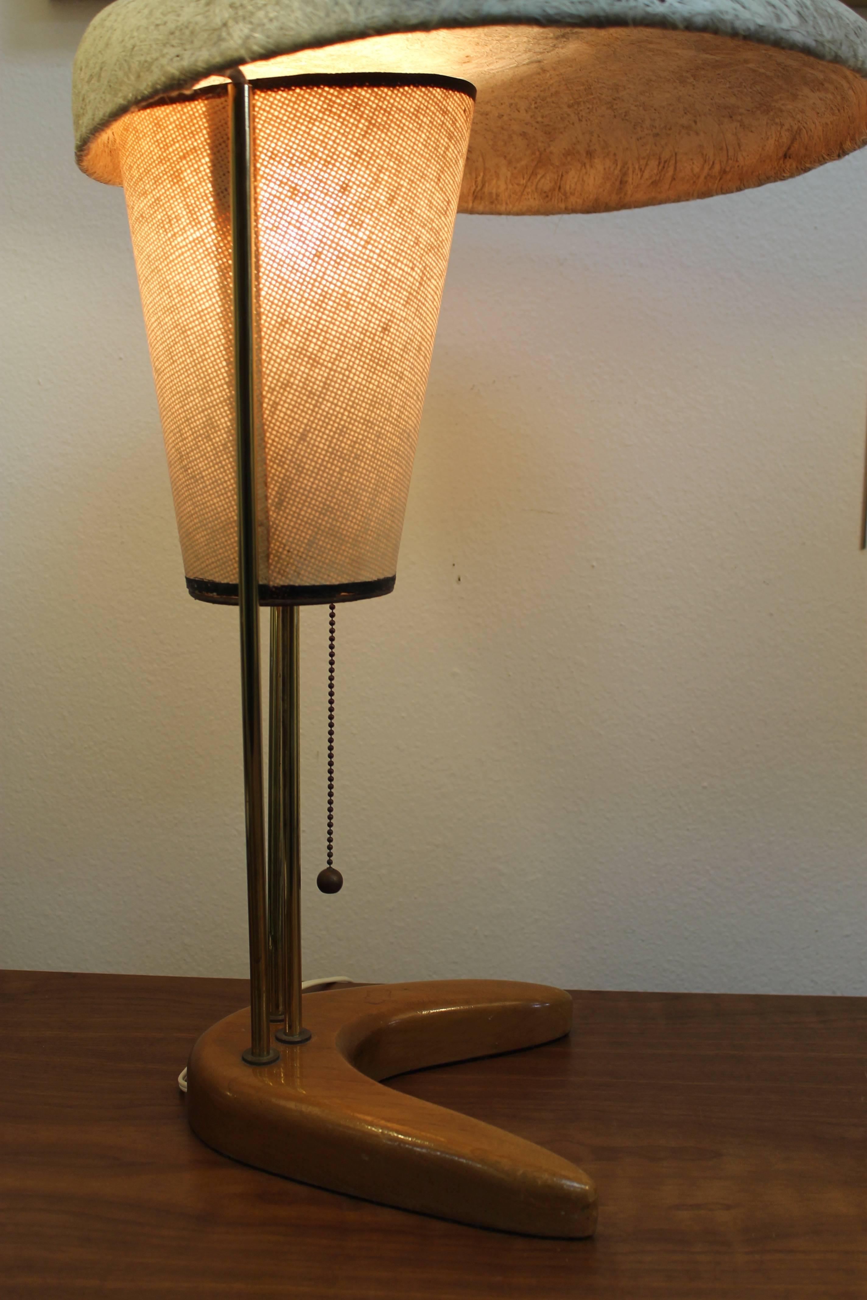 1950s Modern Table Lamp Spun Fiberglas Shade 2
