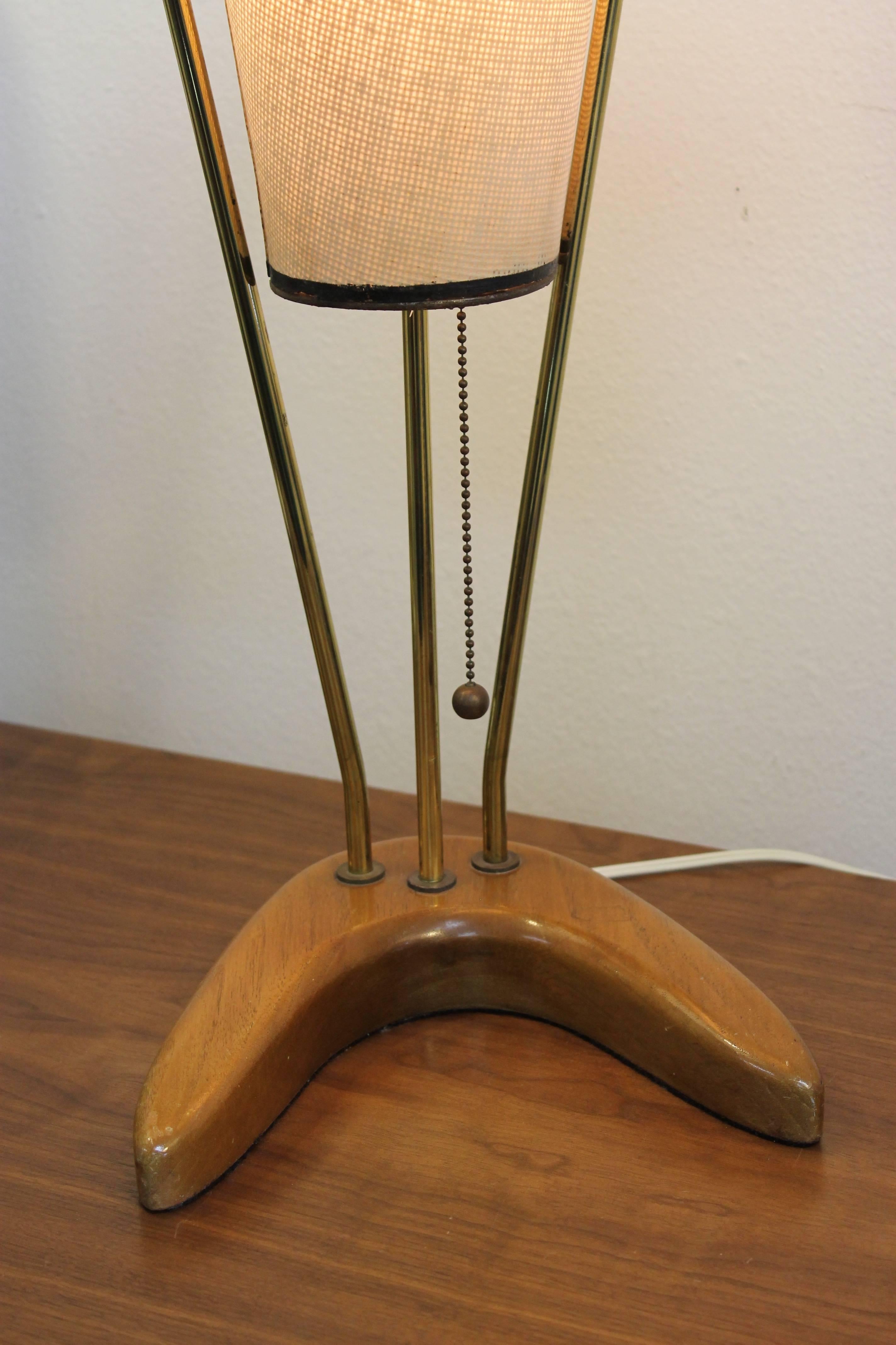 American 1950s Modern Table Lamp Spun Fiberglas Shade
