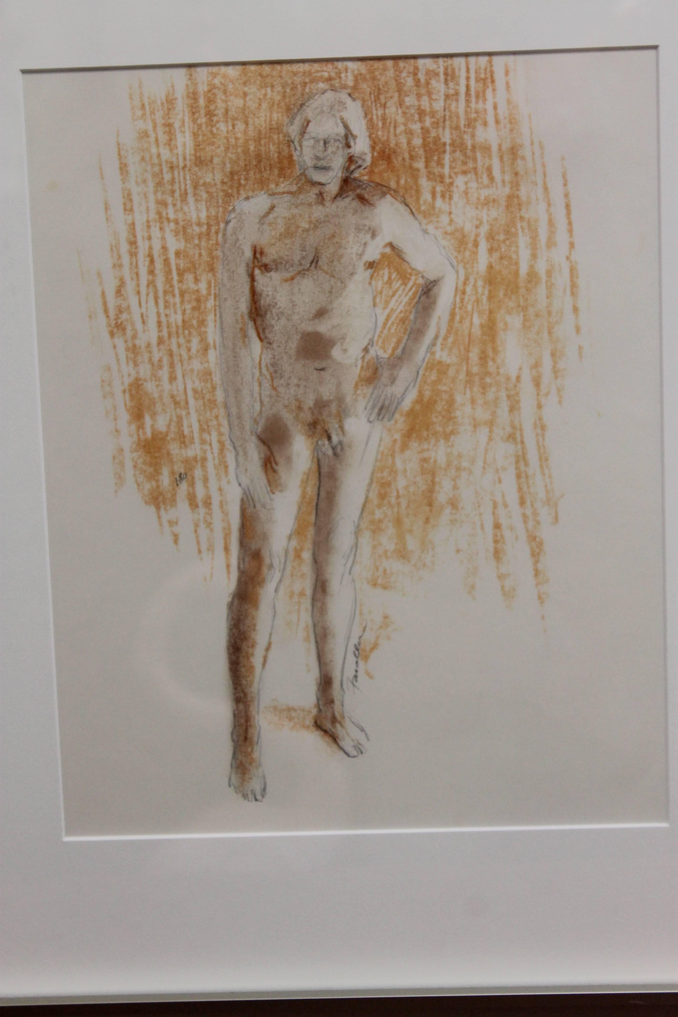 Late 20th Century Faralla Nude Drawing, 1980 For Sale