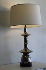 Silver with Red Crackle Ceramic Lamp