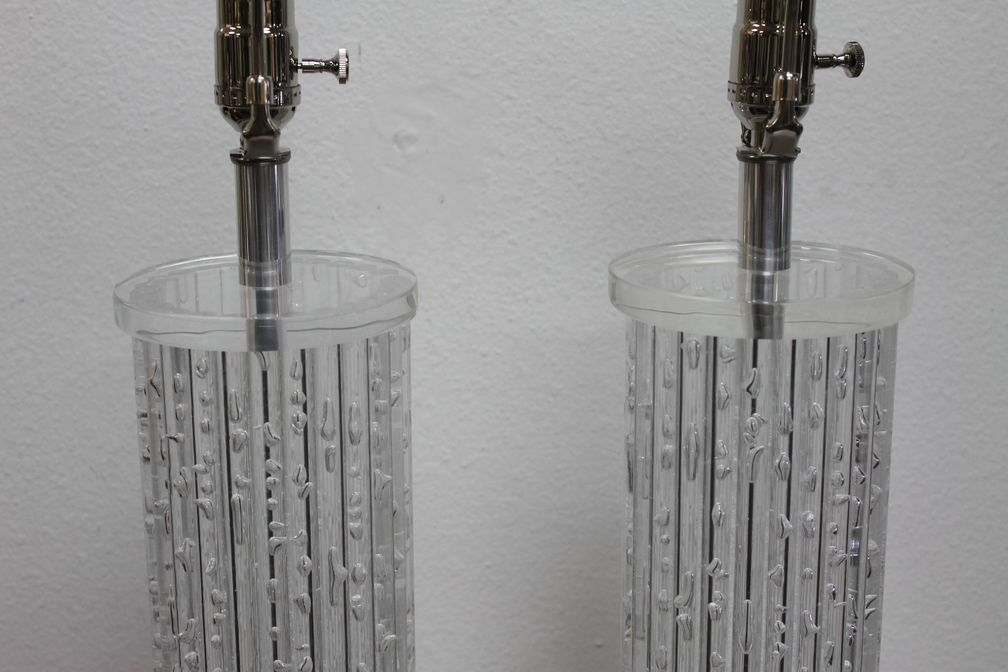 American Pair of Lucite Lamps