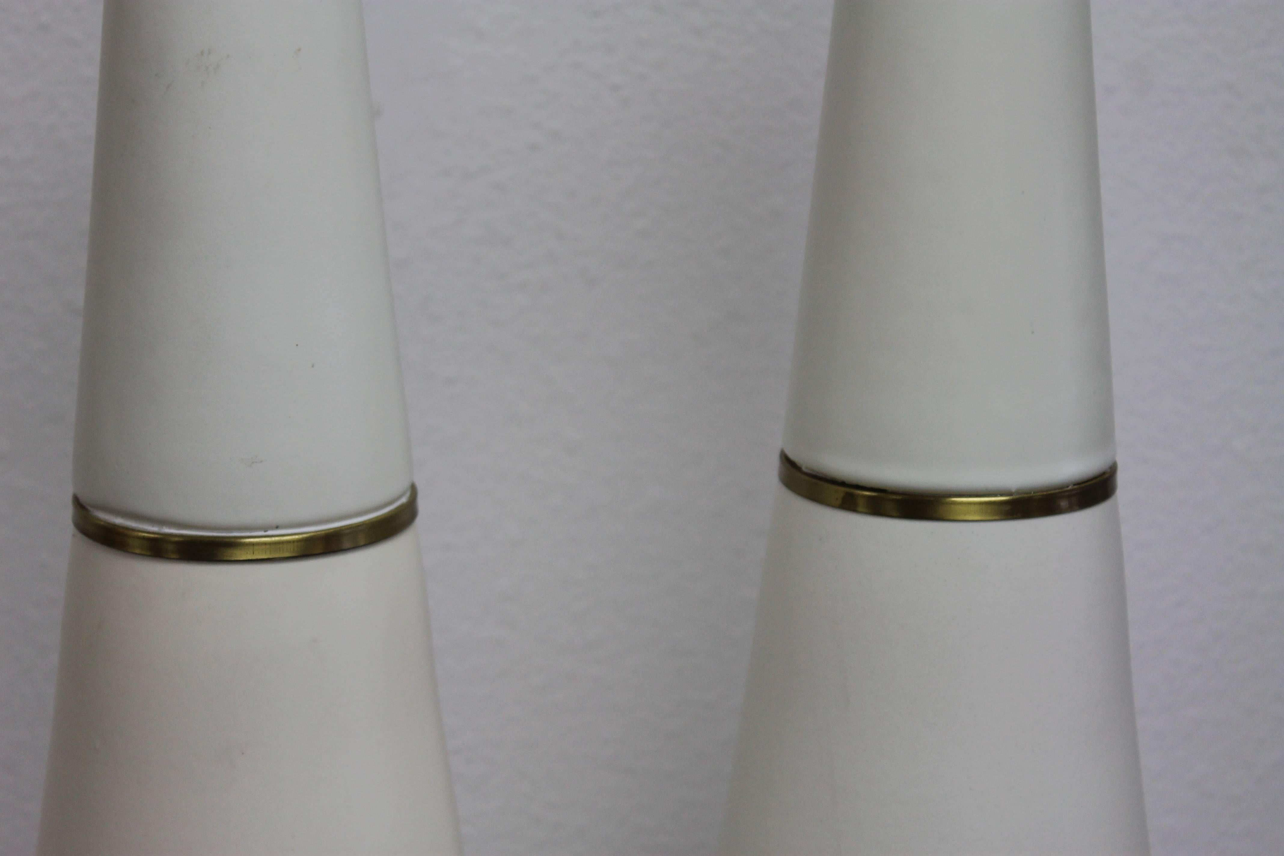American Pair of White Ceramic or Brass Lamps