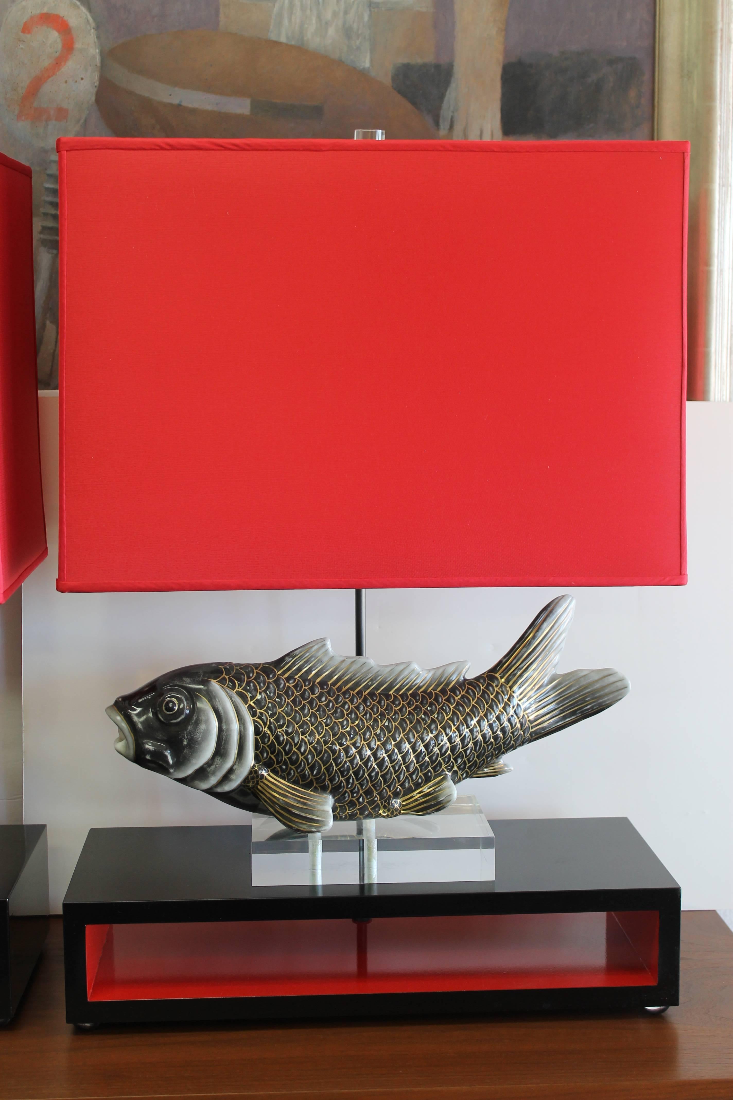 Studio Designed Koi Fish Lamps In Excellent Condition In Palm Springs, CA