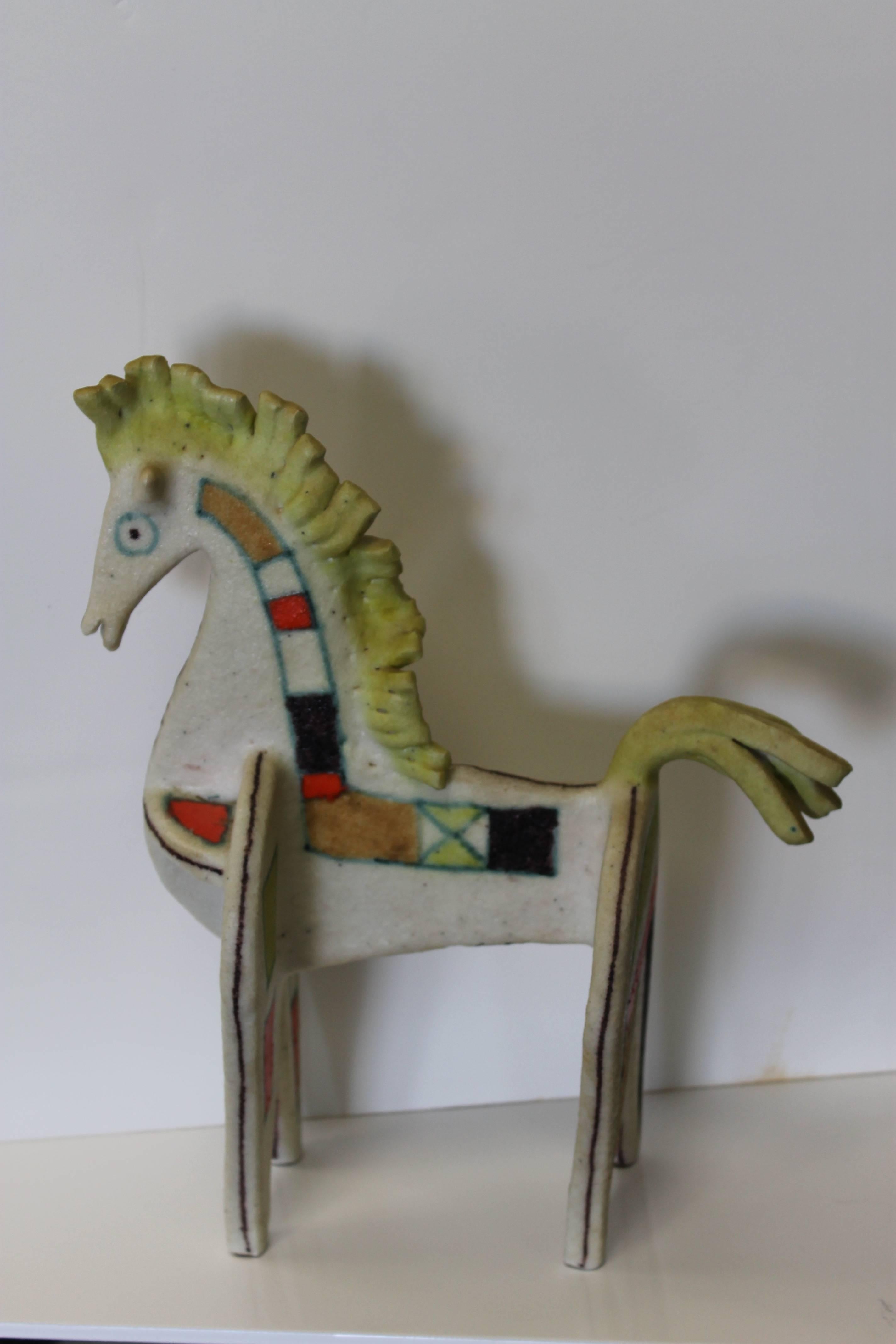 Ceramic Horse Attributed to Guido Gambone In Excellent Condition In Palm Springs, CA