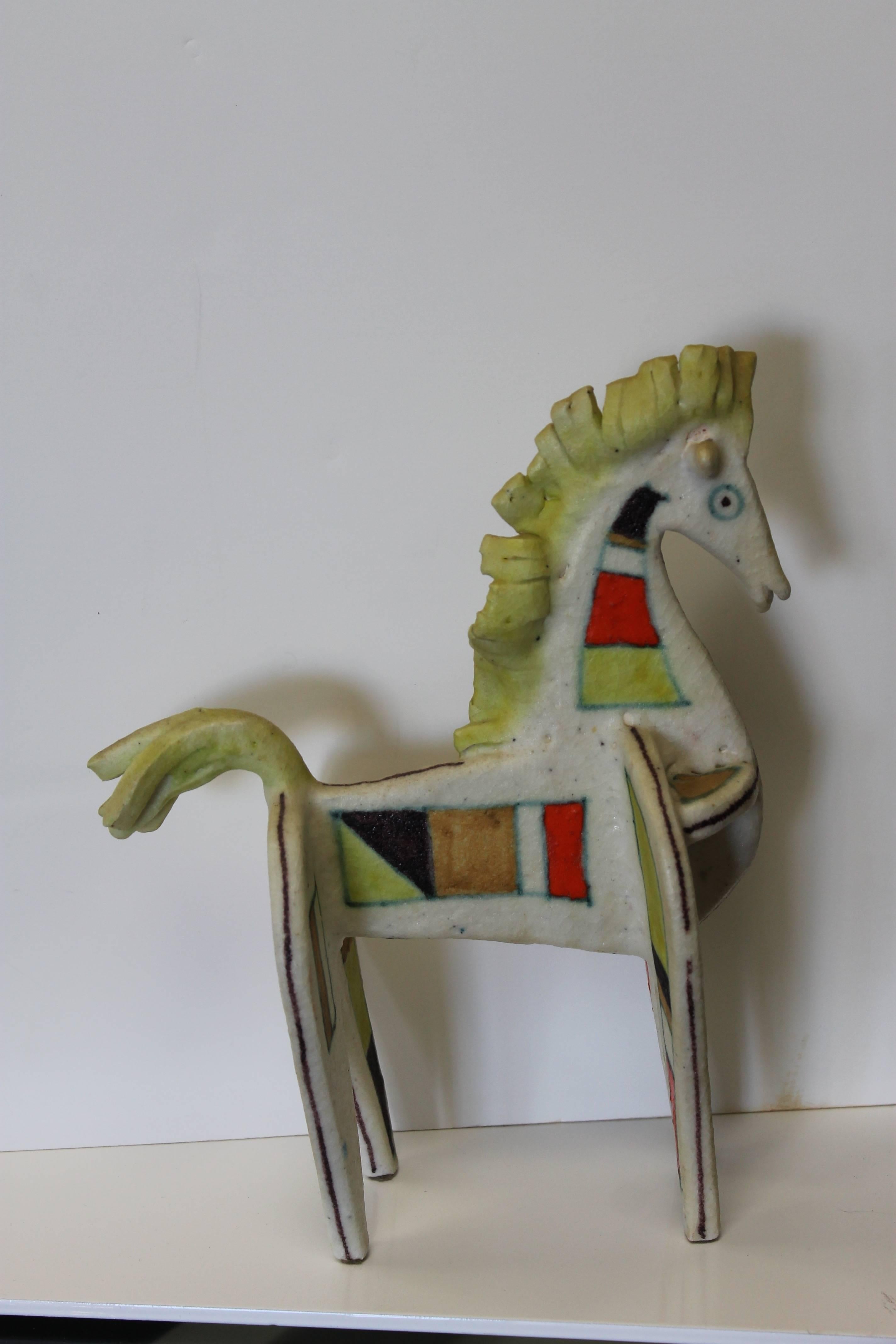 Beautiful ceramic horse attributed to Guido Gambone (1909-1969).  Signed 'Italy' as pictured.