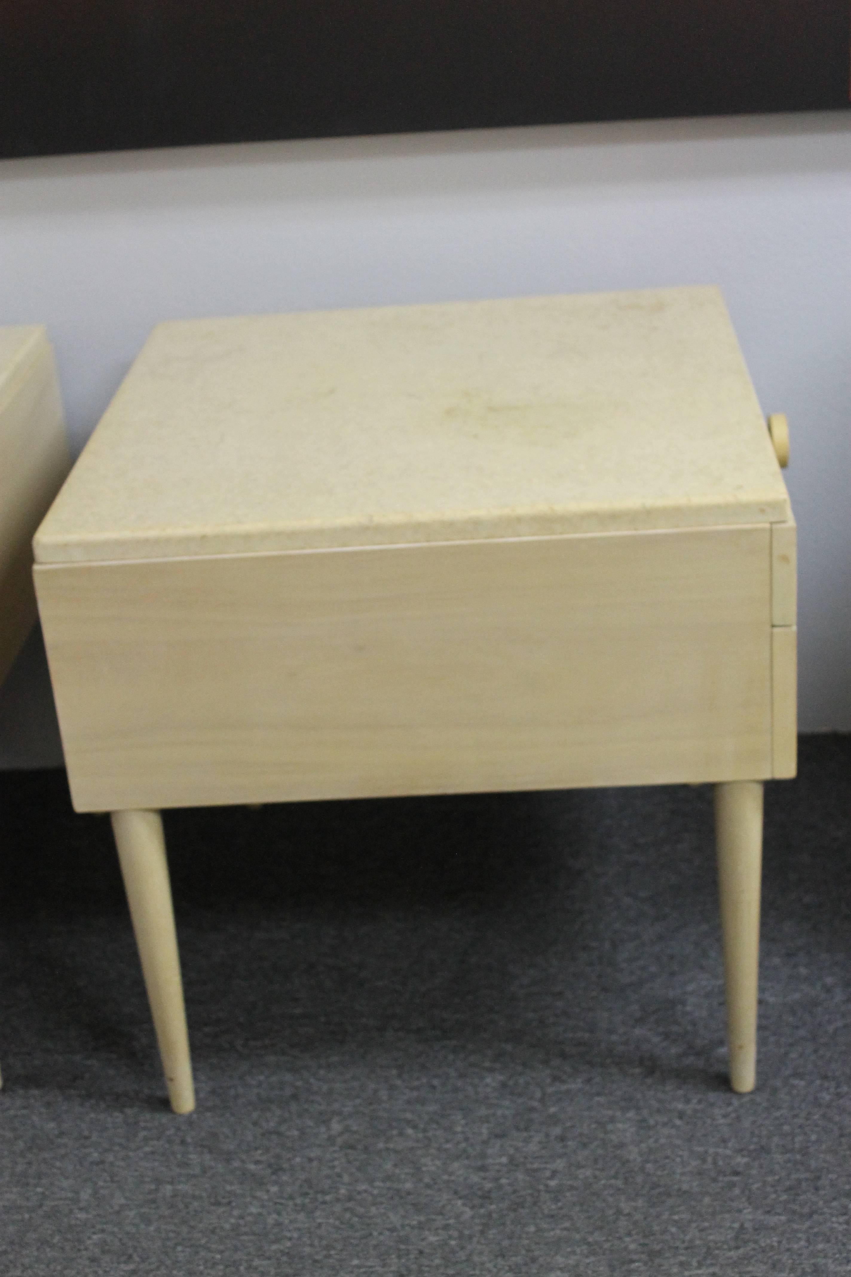 Mid-20th Century Pair of Paul Frankl Cork Top Side Tables