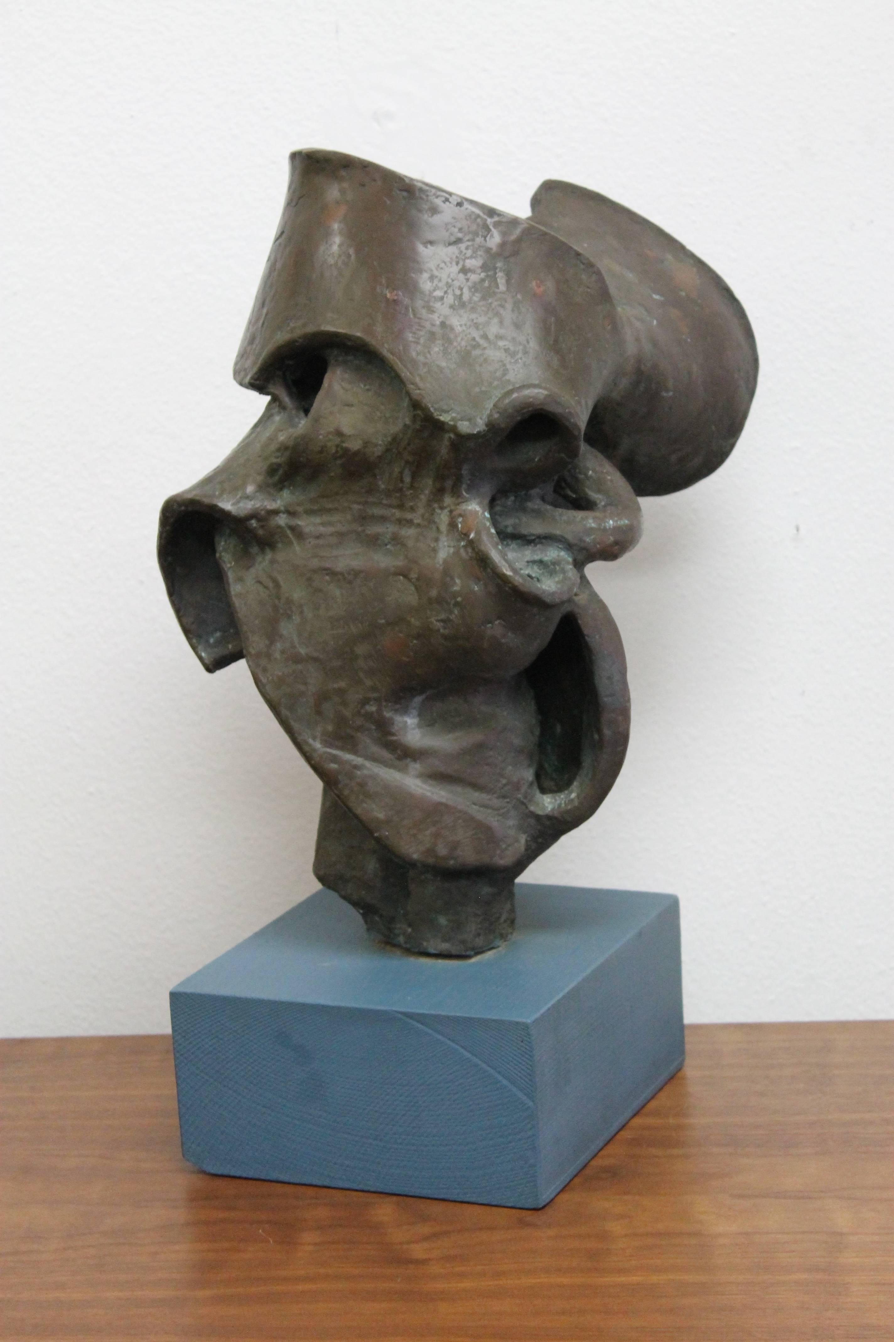 Bronze abstract Brutalist sculpture signed by Frank Hamilton (1923 - 2015). Base is 8" wide, 7.5” deep and 3.5” high. Bronze is 13” wide, 9.5” deep and 15.5" high. Frank O. Hamilton was a flight instructor at a naval base near Chicago in