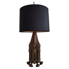 Folk Art Table Lamp with Antique Architectural Elements