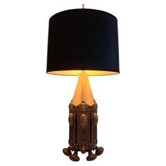 Folk Art Table Lamp with Antique Architectural Elements