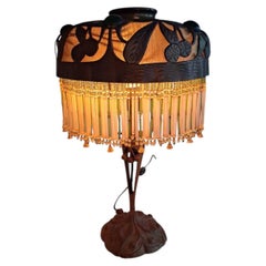 Lampe Art nouveau française en bronze, signée Georges Leleu