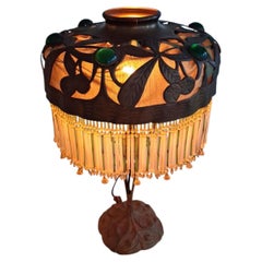 French Art Nouveau Bronze Lamp by Georges Leleu