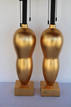 Pair of Gold Leaf Table Lamps by Donghia