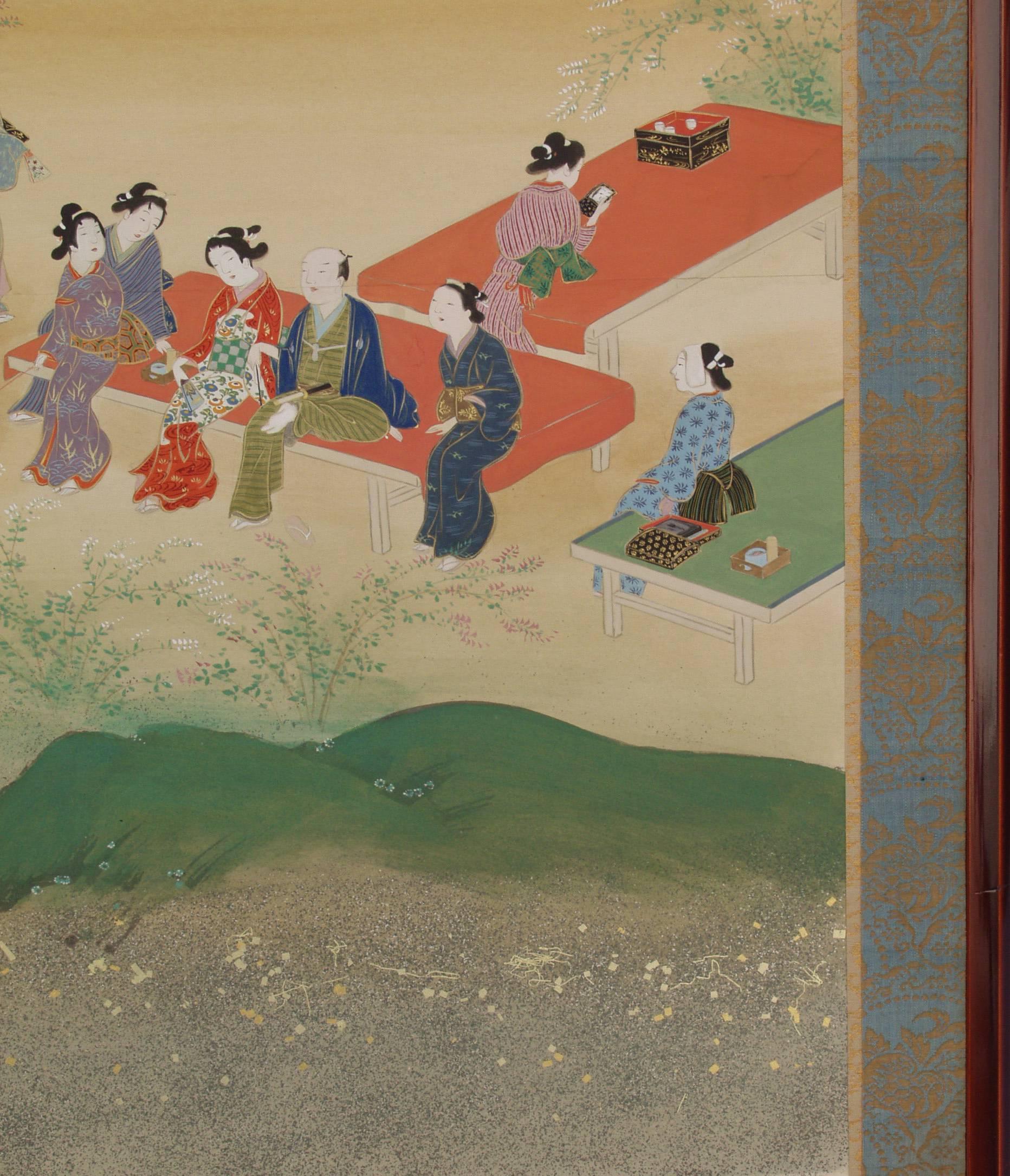 Hand-Painted Seasonal Festivals in Kyoto, Painting For Sale