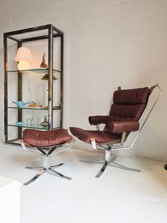 Stühle „Superstar“ aus Chrom und Leder Sigurd Ressell im Falcon-Stil