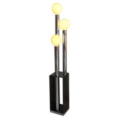 1970s Tubular Three Tier Chrome and Lucite Floor Lamp