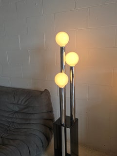 1970s Tubular Three Tier Chrome and Lucite Floor Lamp